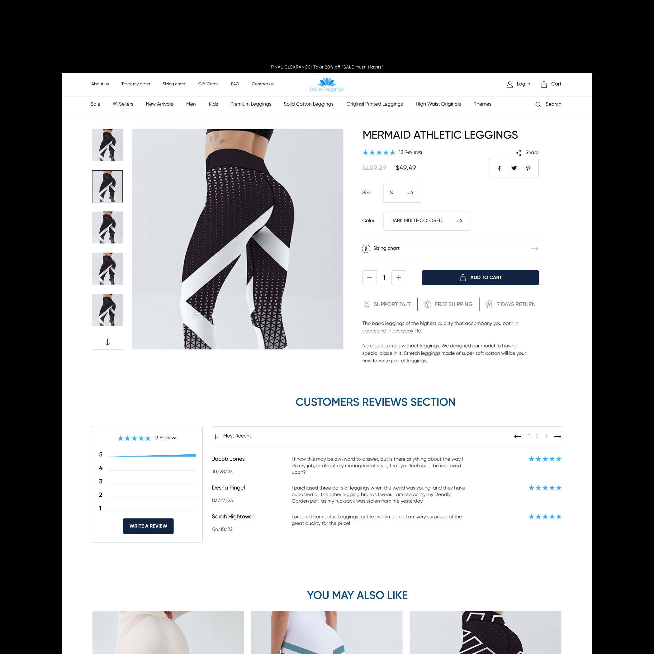 Website development for the Lotus Leggings