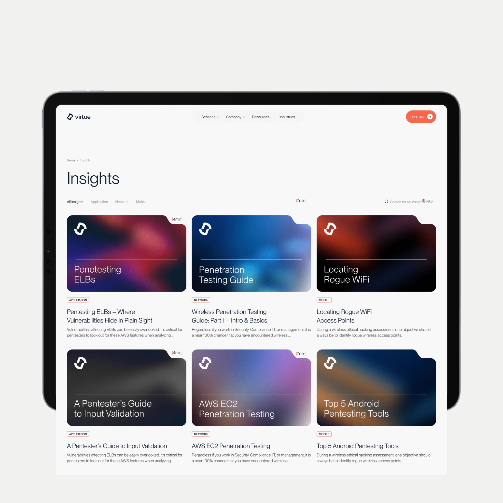 Virtue Insights – Penetration Testing Guides Insights section of Virtue website