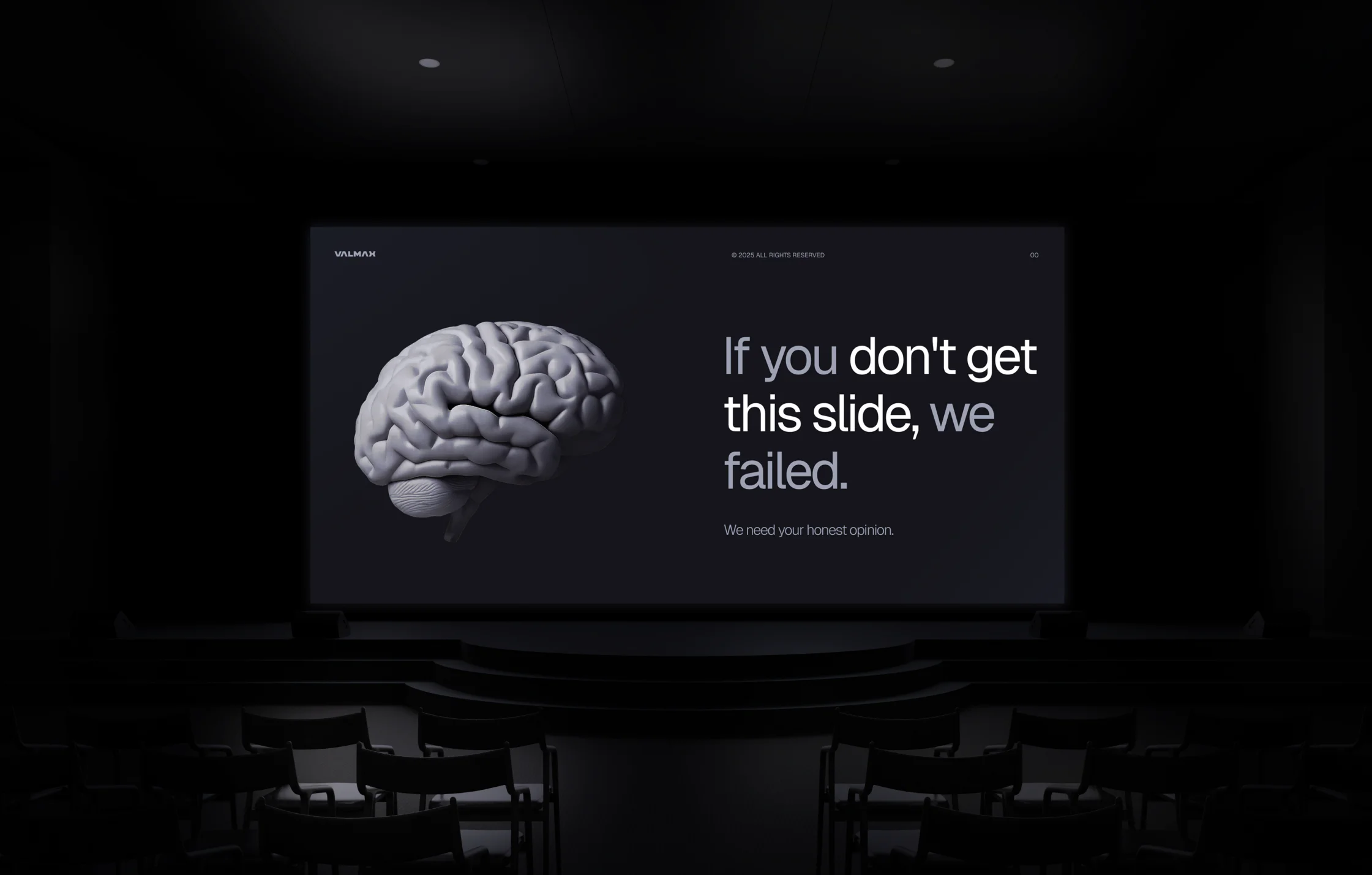 Key Message Slide Bold text with brain visual.