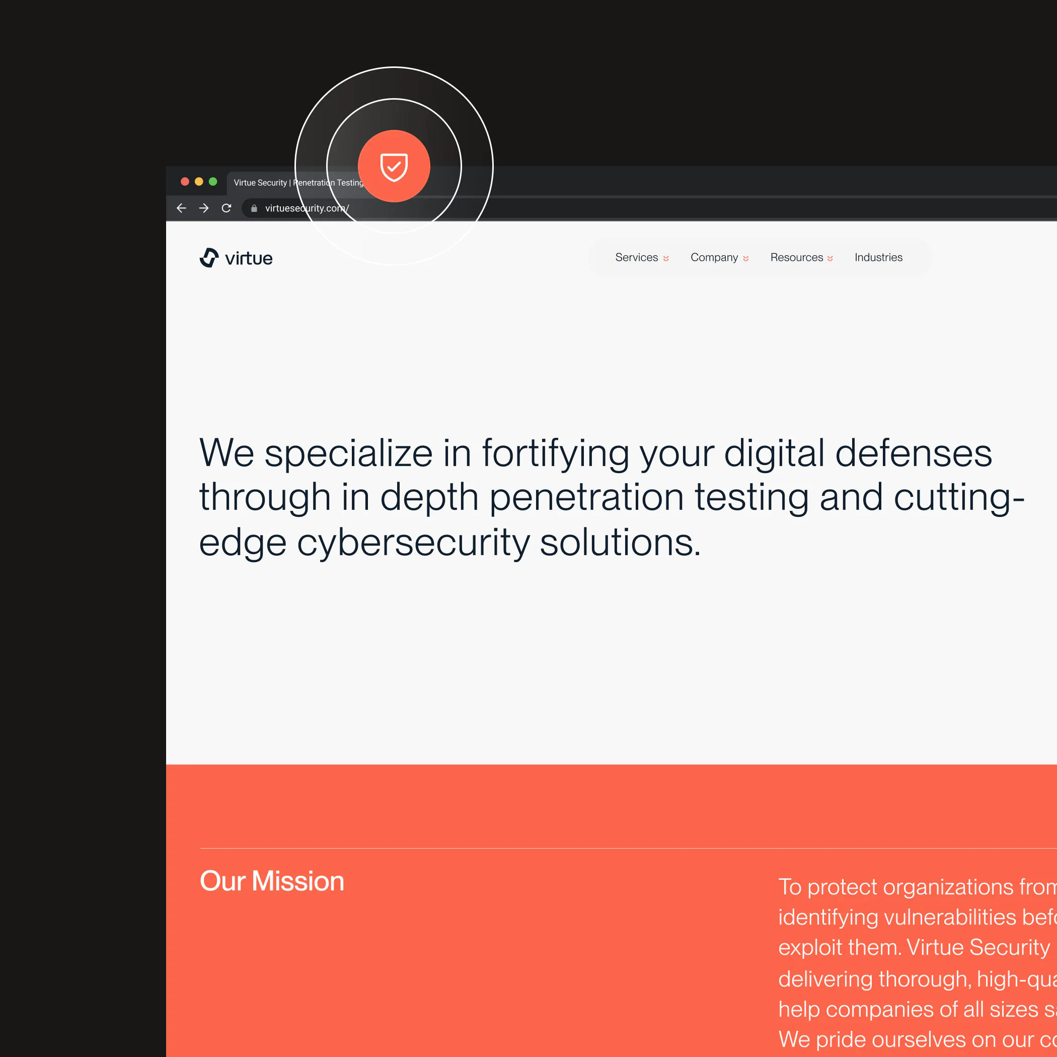 Virtue Security homepage