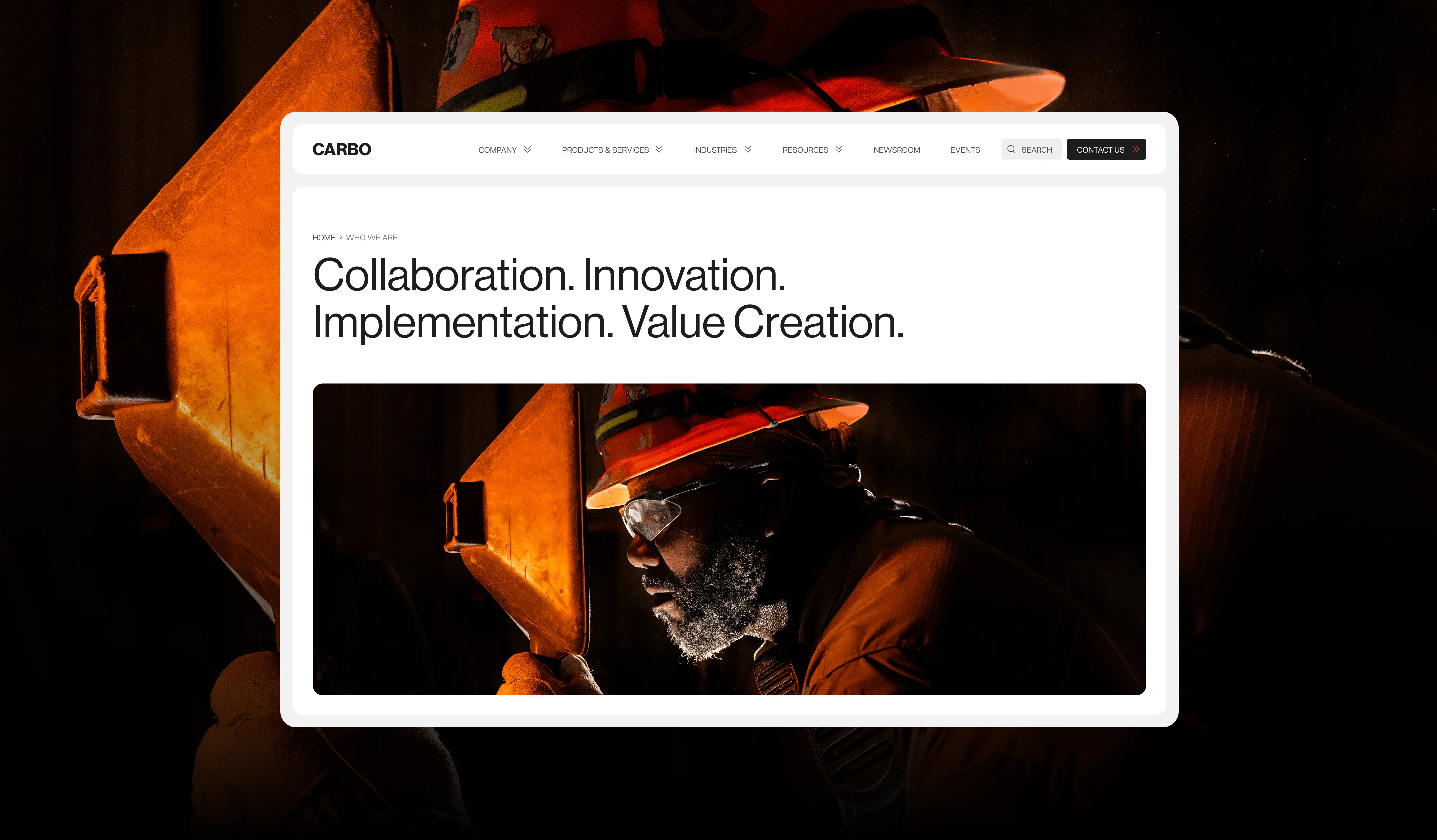 Worker with company values on screen.