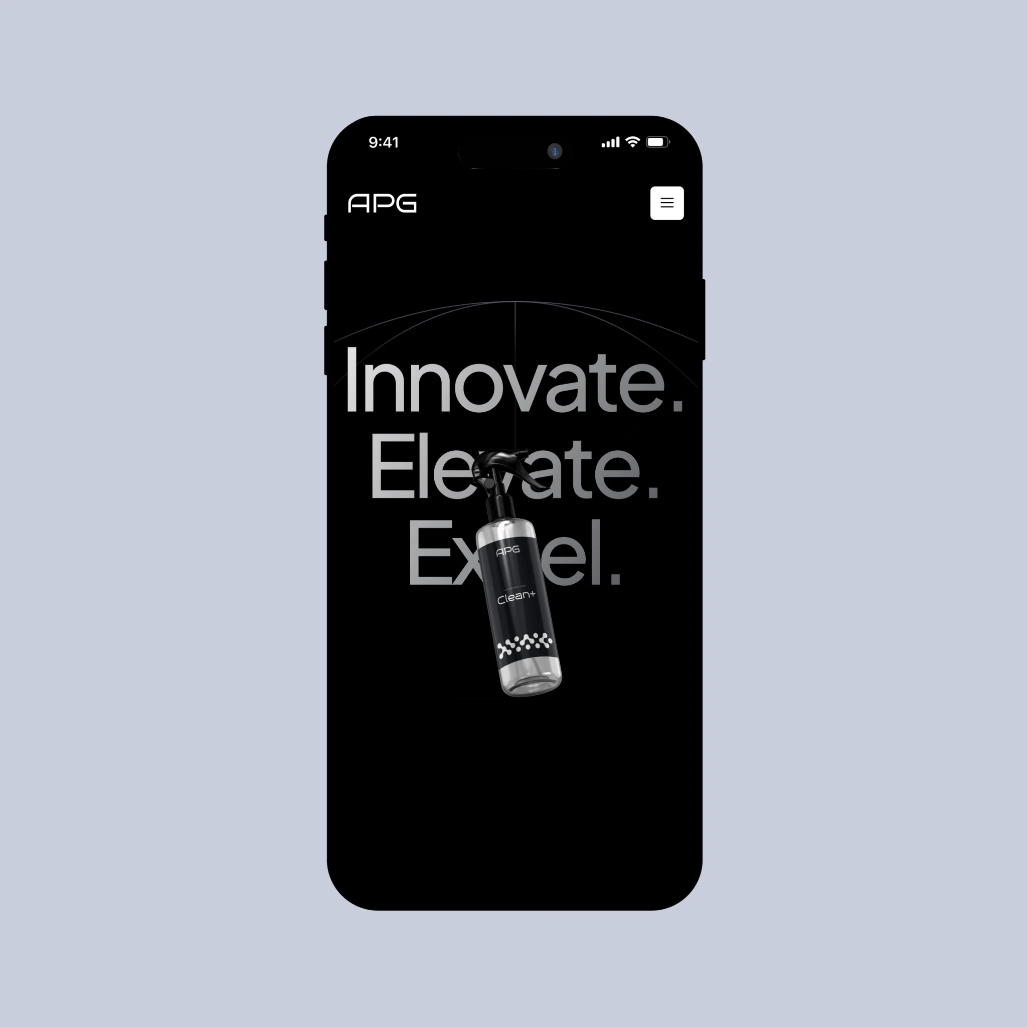 APG Clean+ mobile homepage
