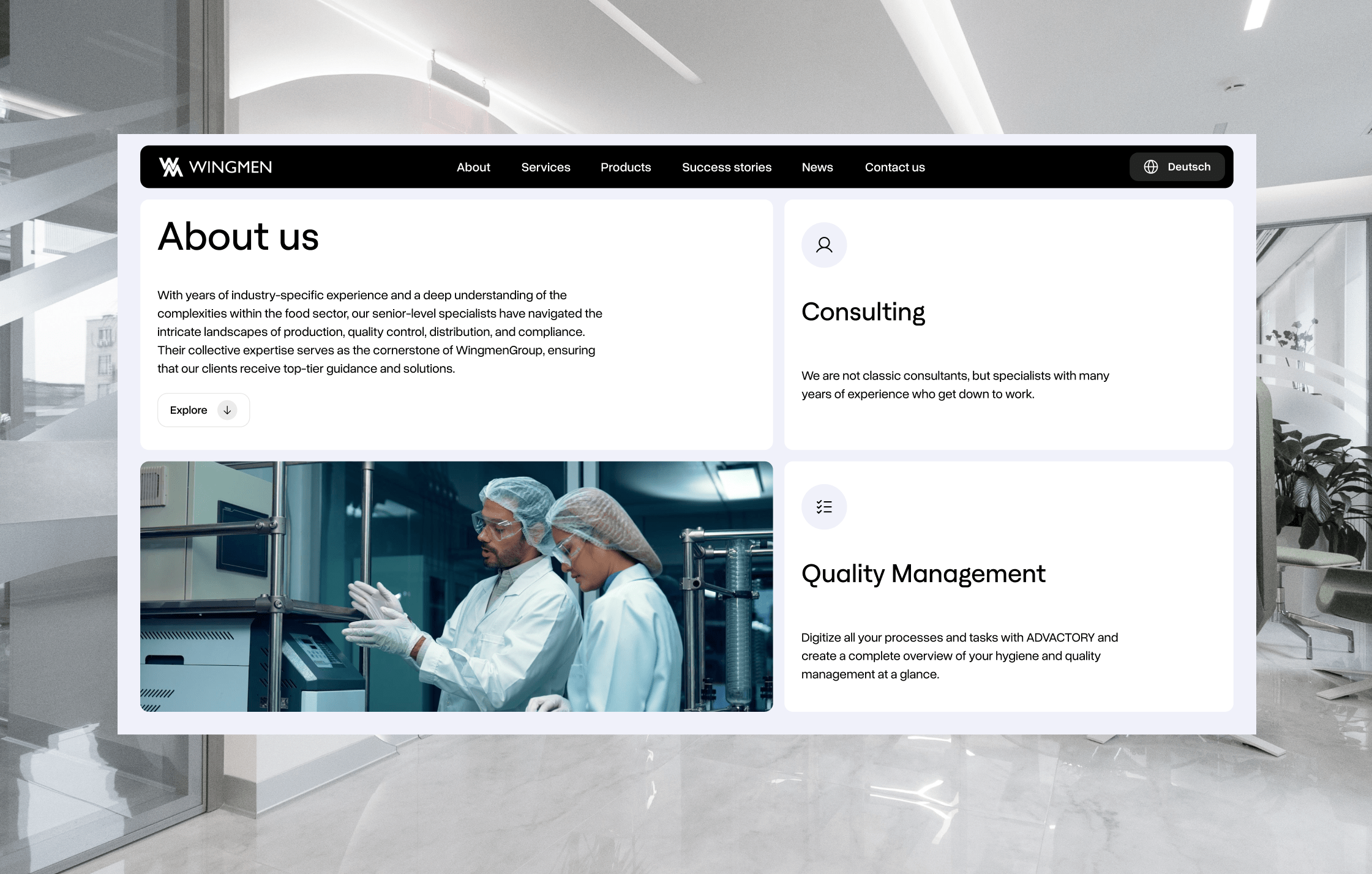 About Us Page Corporate Website Minimalistic black-and-white corporate website