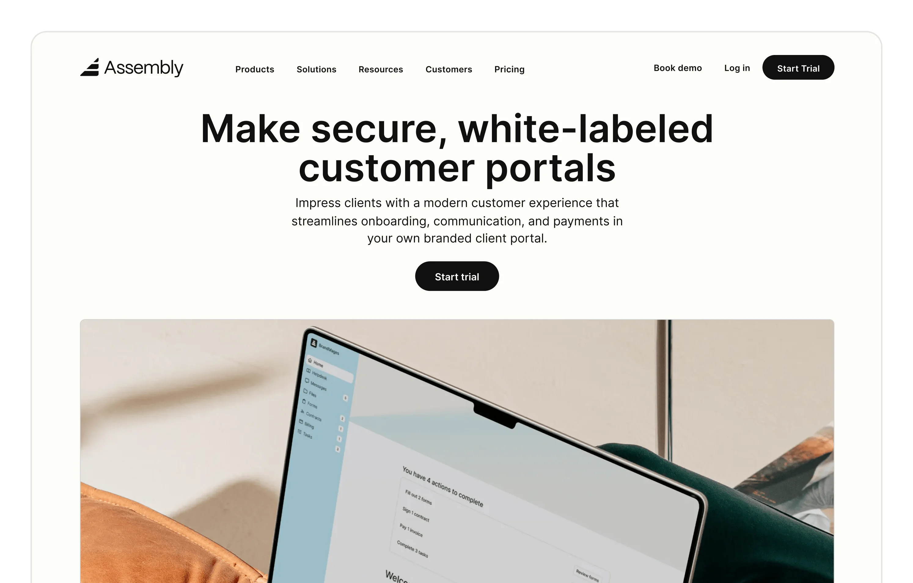 Assembly Client Portal Platform Assembly customer portal page