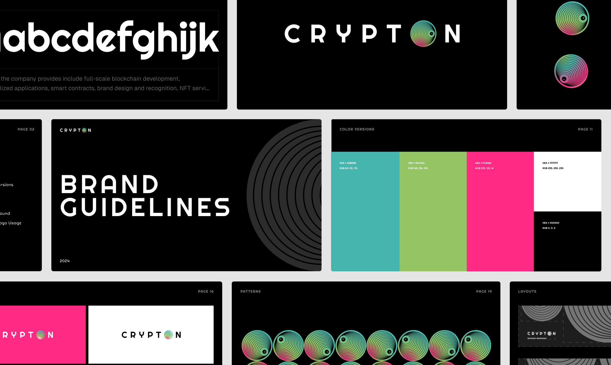 Crypton Brand Guidelines Crypton brand identity layout with logo, colors, and typography