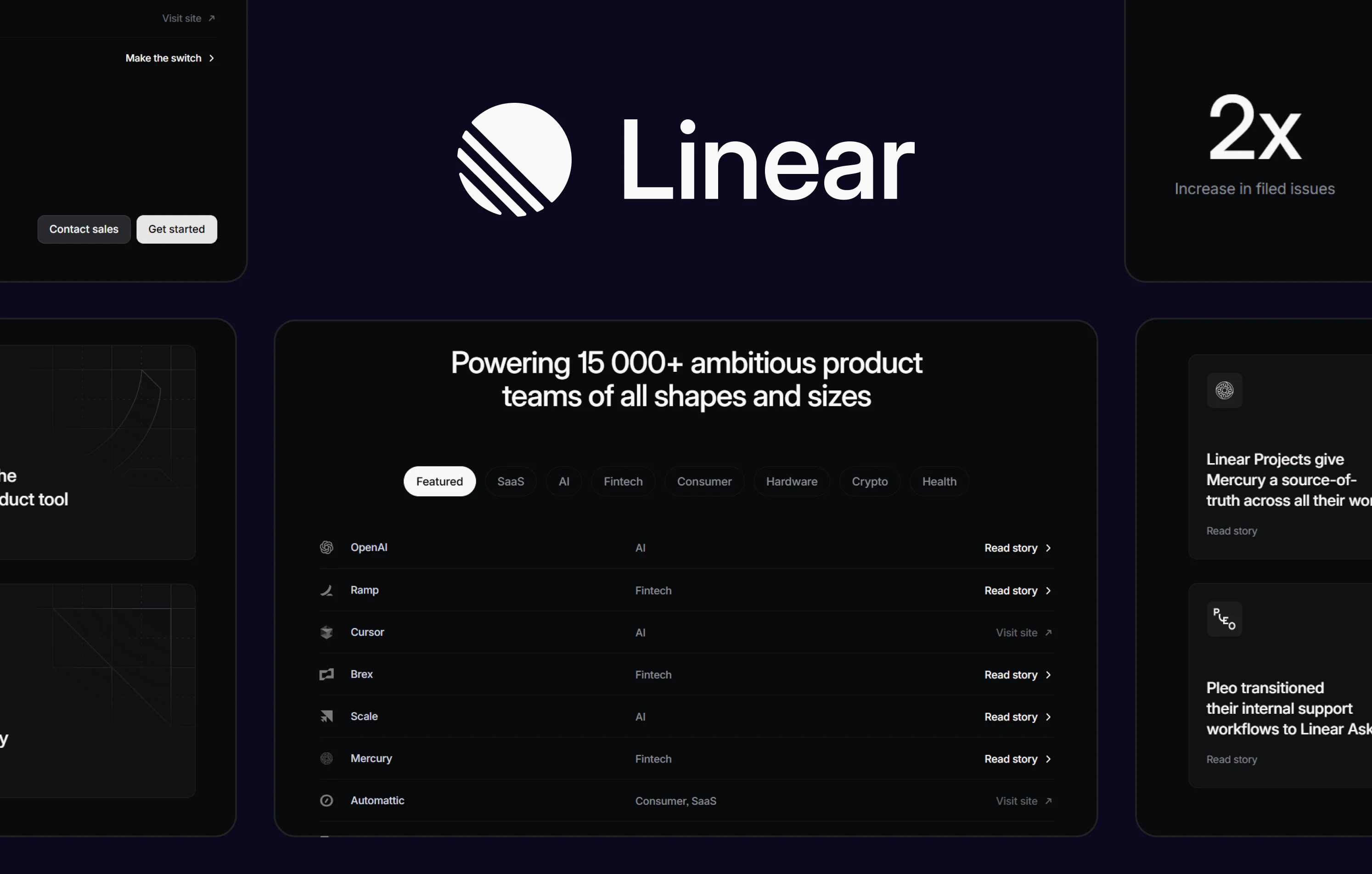 Linear AI Project Platform Linear product teams showcase