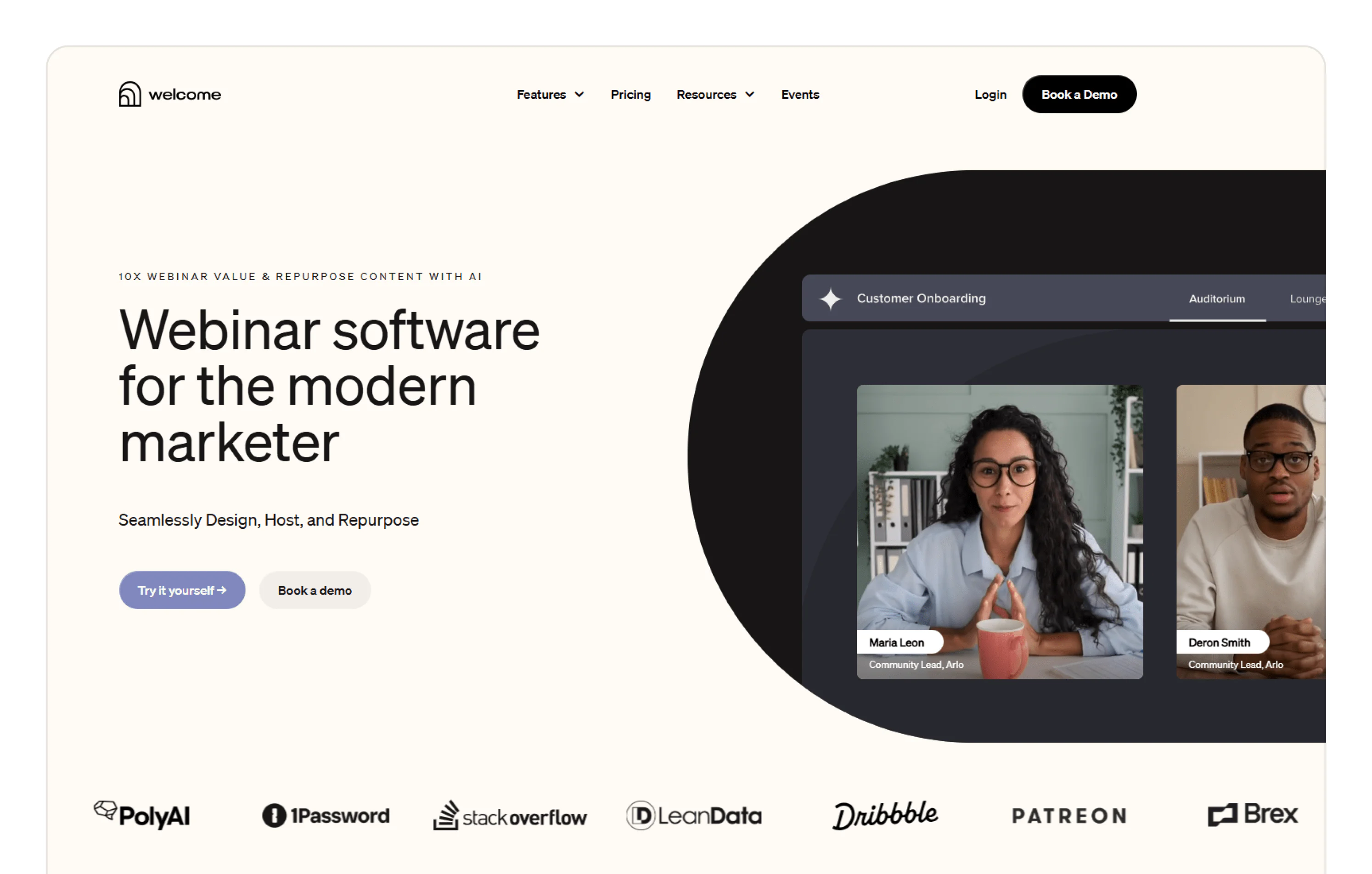 Welcome Webinar Platform Welcome webinar software homepage