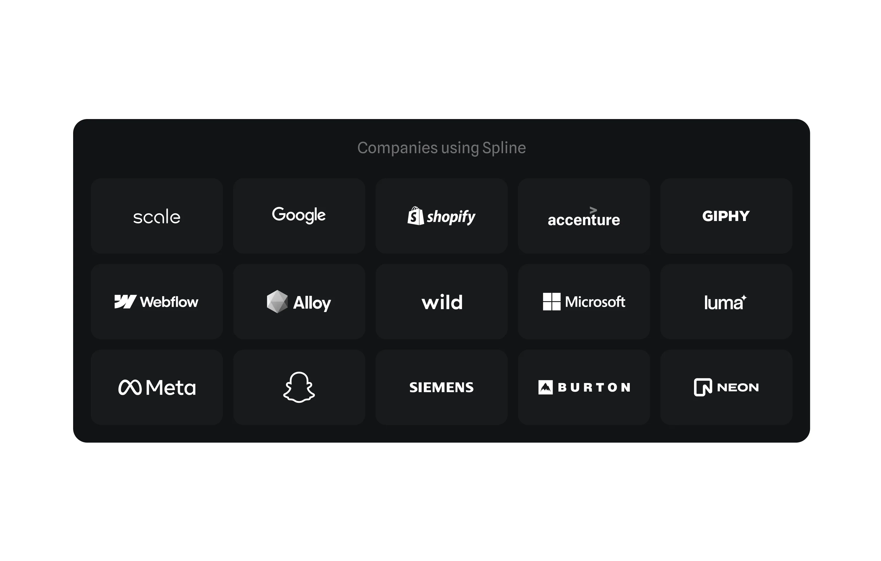 Spline Partner Companies Companies using Spline logos