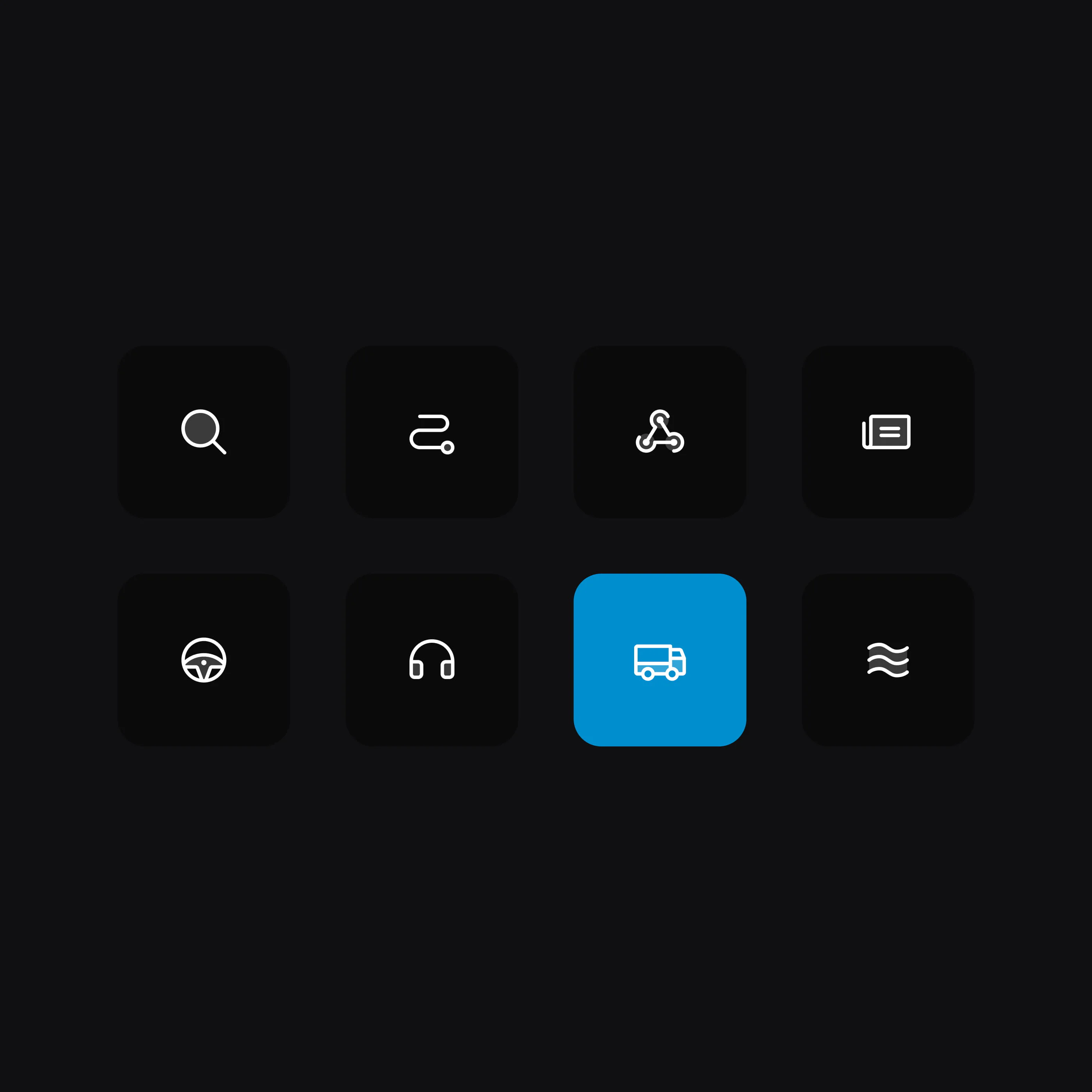 Logistics app feature icons grid