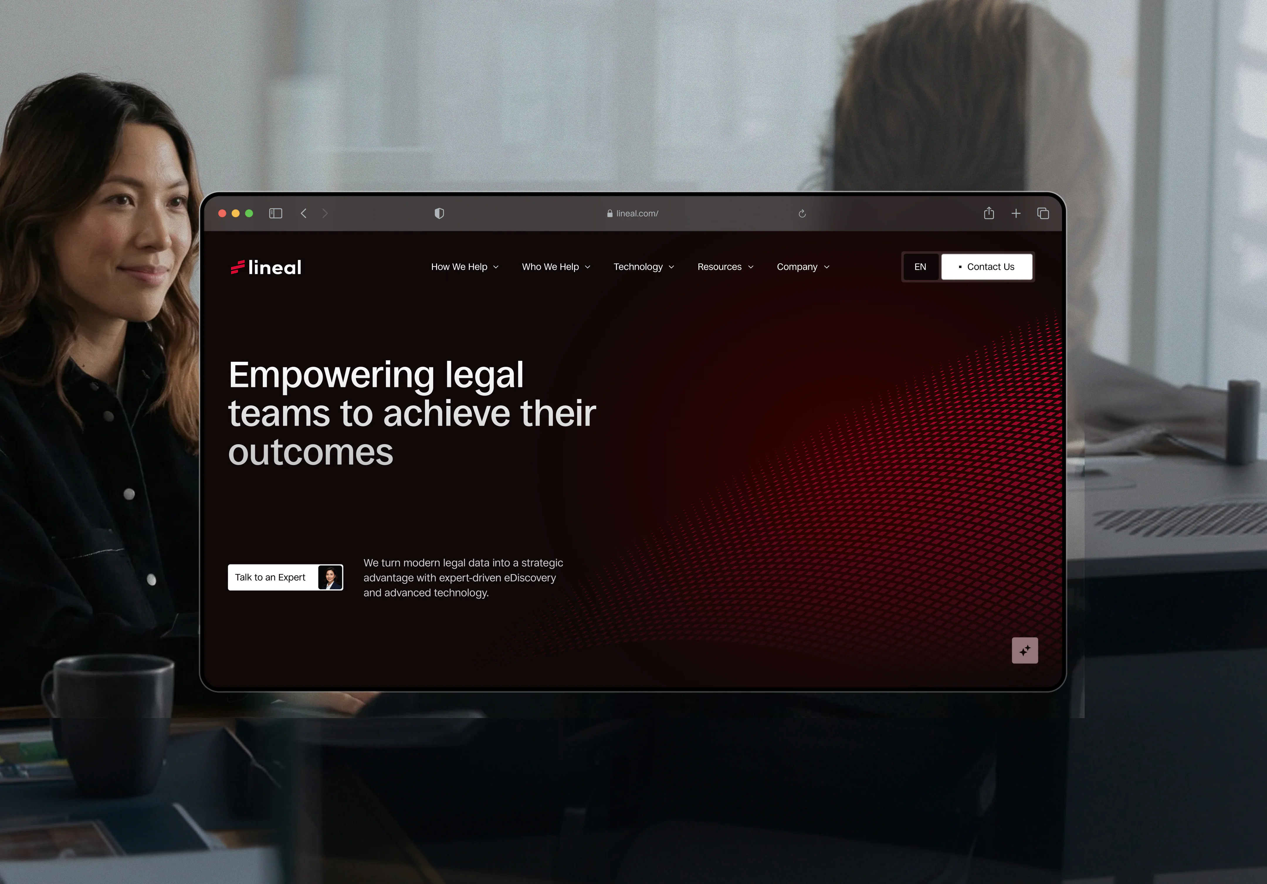 Lineal LegalTech website homepage — empowering legal teams with eDiscovery and advanced technology