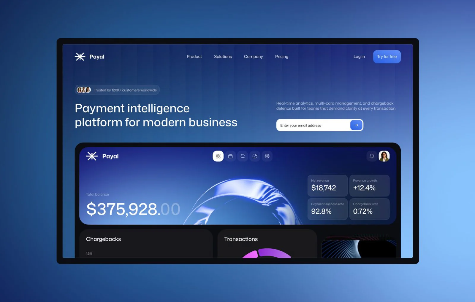 Fintech Website Design Interface design for a real estate investment platform with mobile app and dashboard showing property analytics and portfolio overview