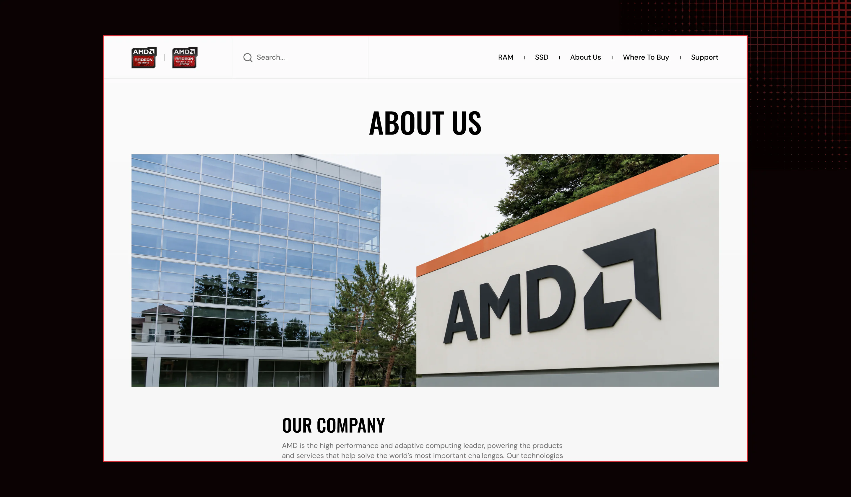 AMD company overview page