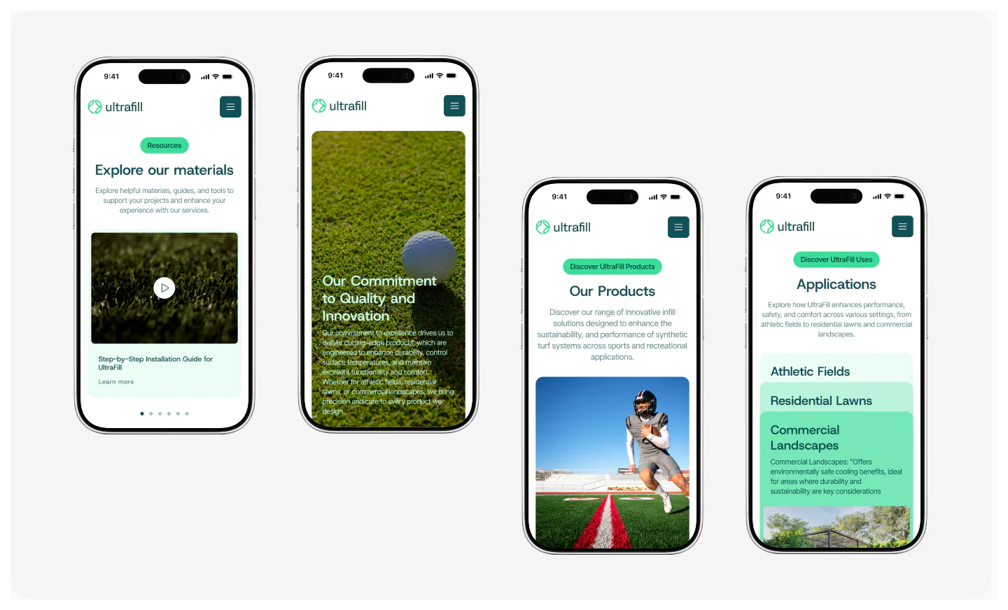 Mobile interface design for product and application pages