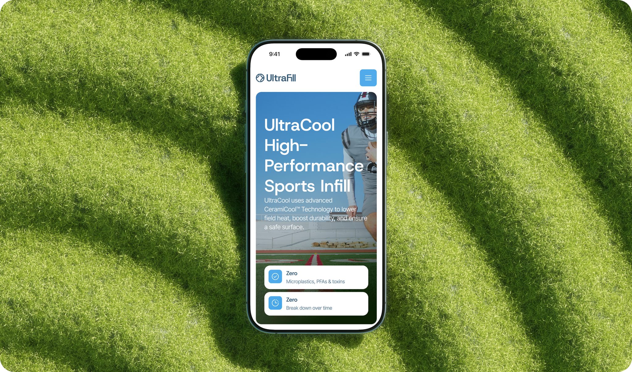 Mobile product page design for a performance-focused turf solution