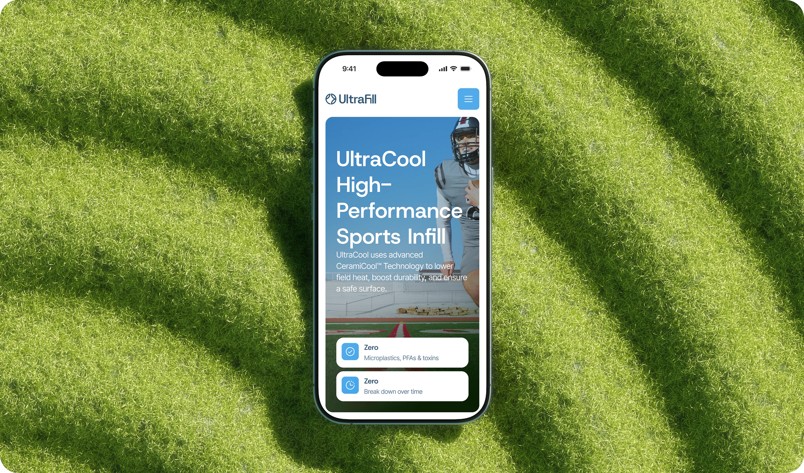 Mobile product page design for a performance-focused turf solution