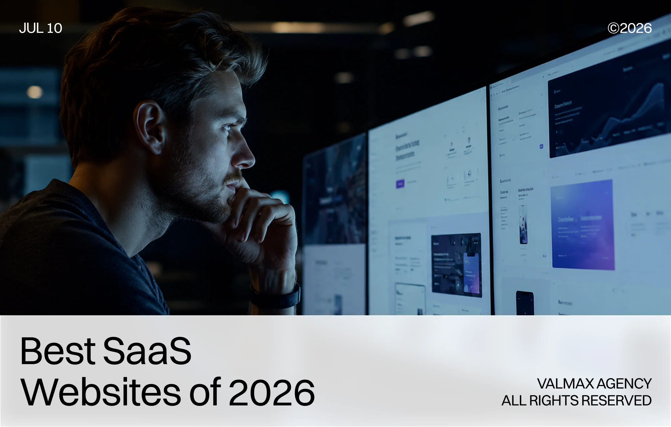 Cover image for Best SaaS Websites of 2026 featuring modern SaaS product interfaces and website design inspiration.