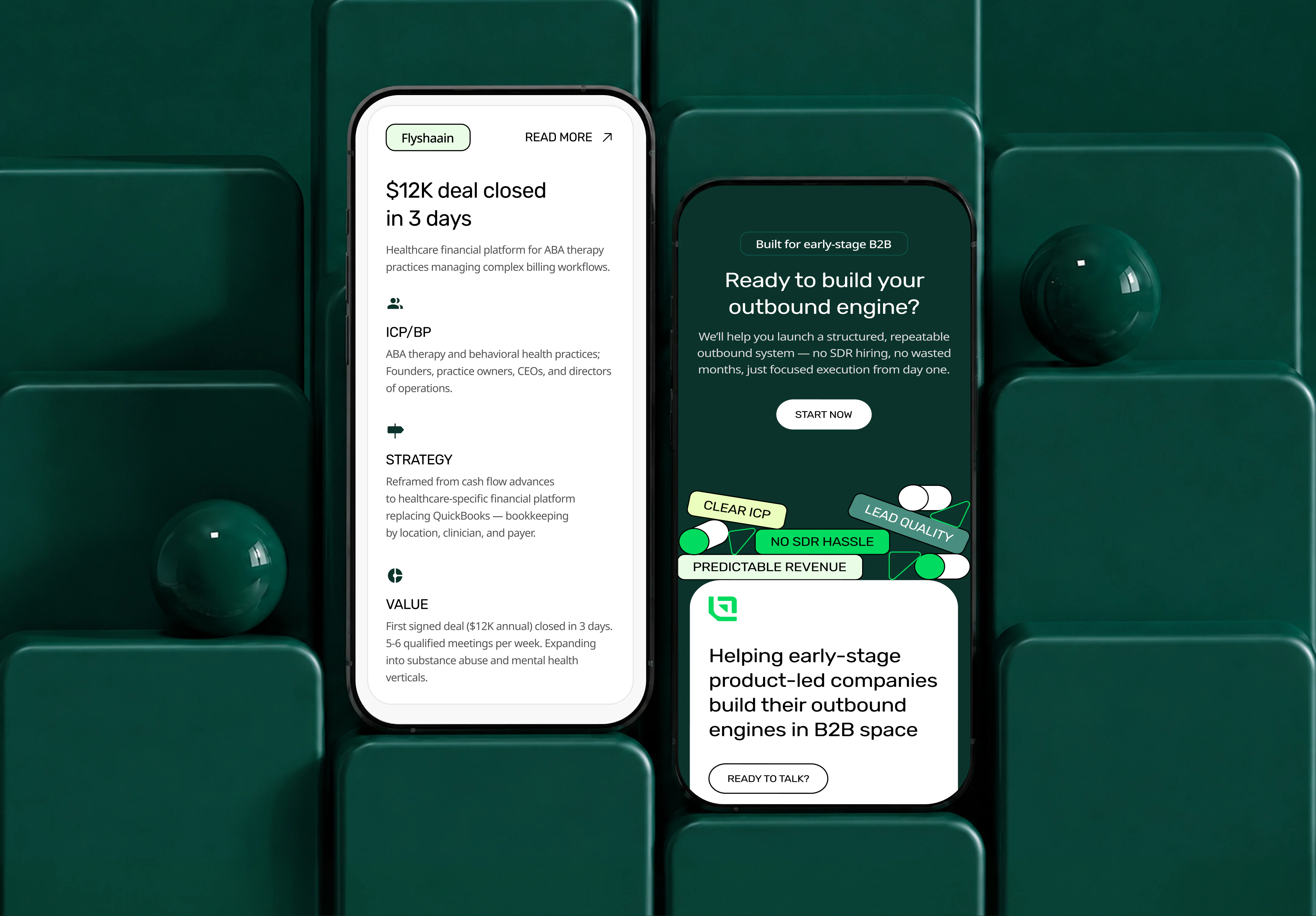 Spright website design displayed on mobile devices with a clean B2B interface and conversion-focused layout.