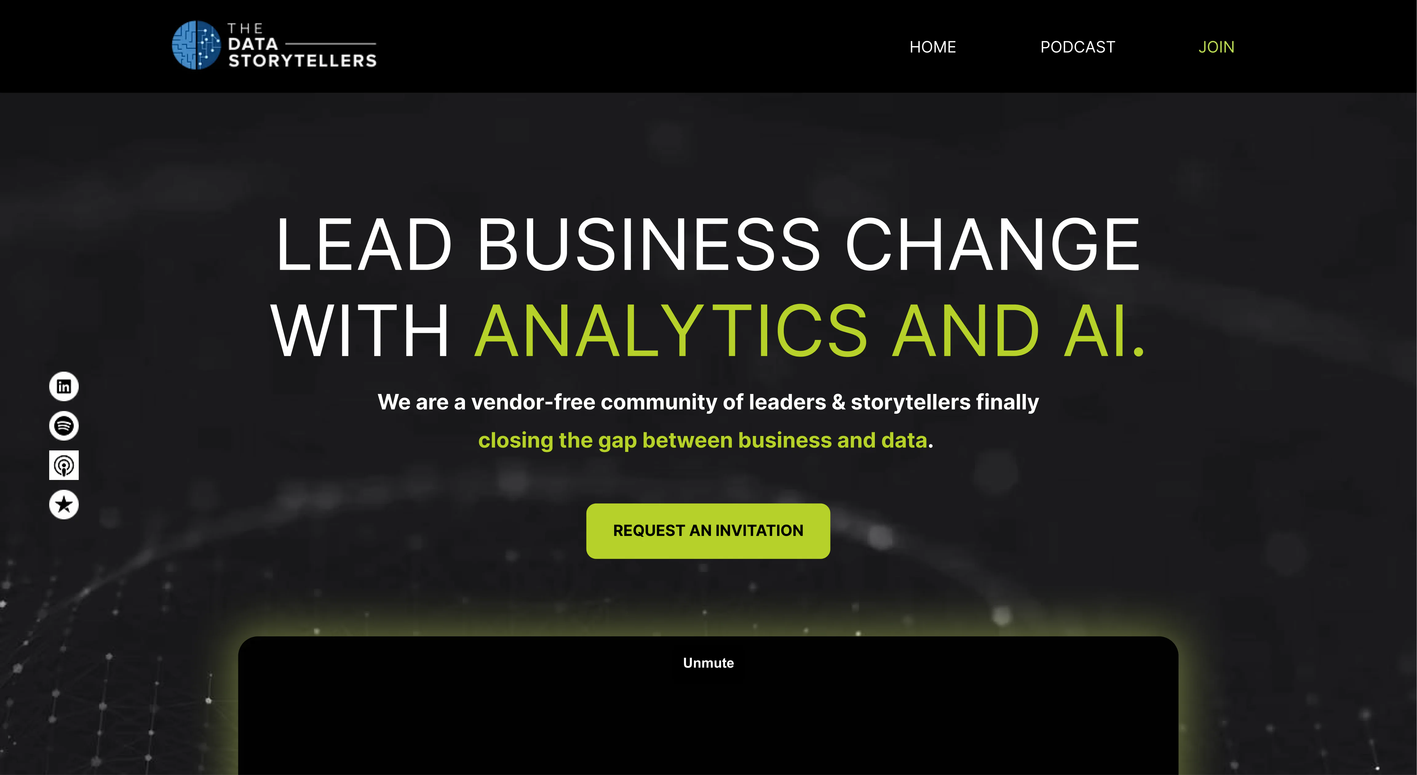 The Data Storytellers website before redesign by VALMAX