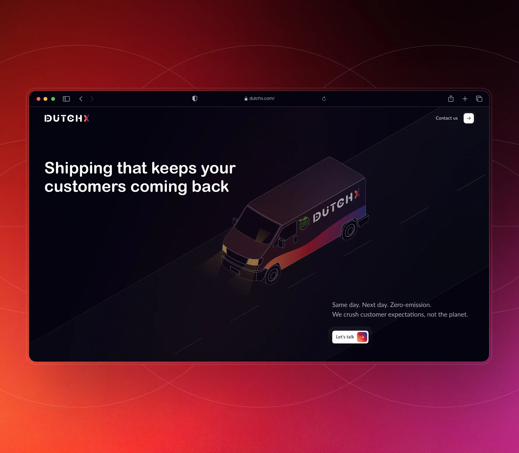 DutchX zero-emission delivery website design