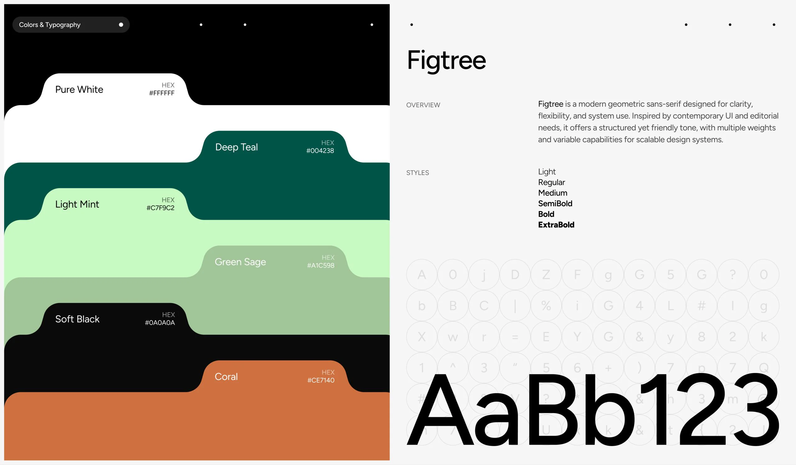Daribatech brand colors and Figtree typography system
