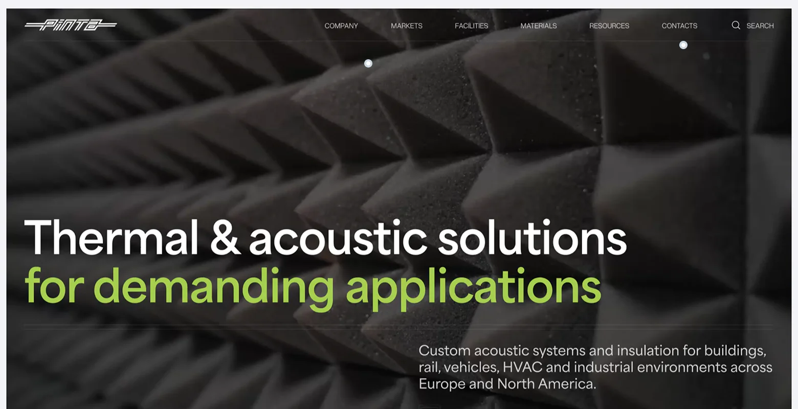 industrial website design for thermal and acoustic solutions