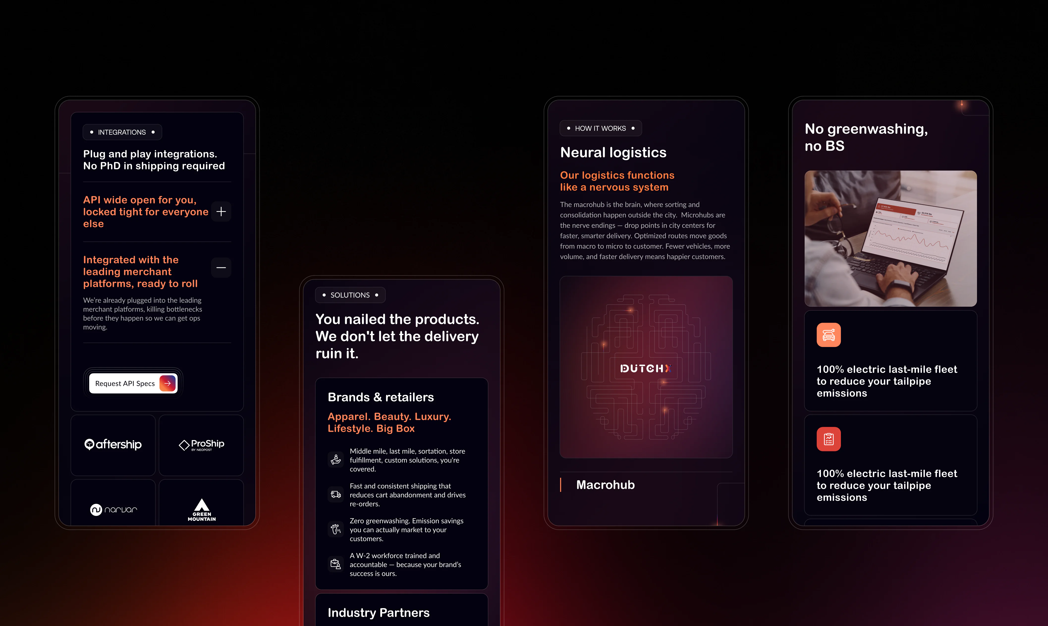Logistics Website Mobile Design Screens