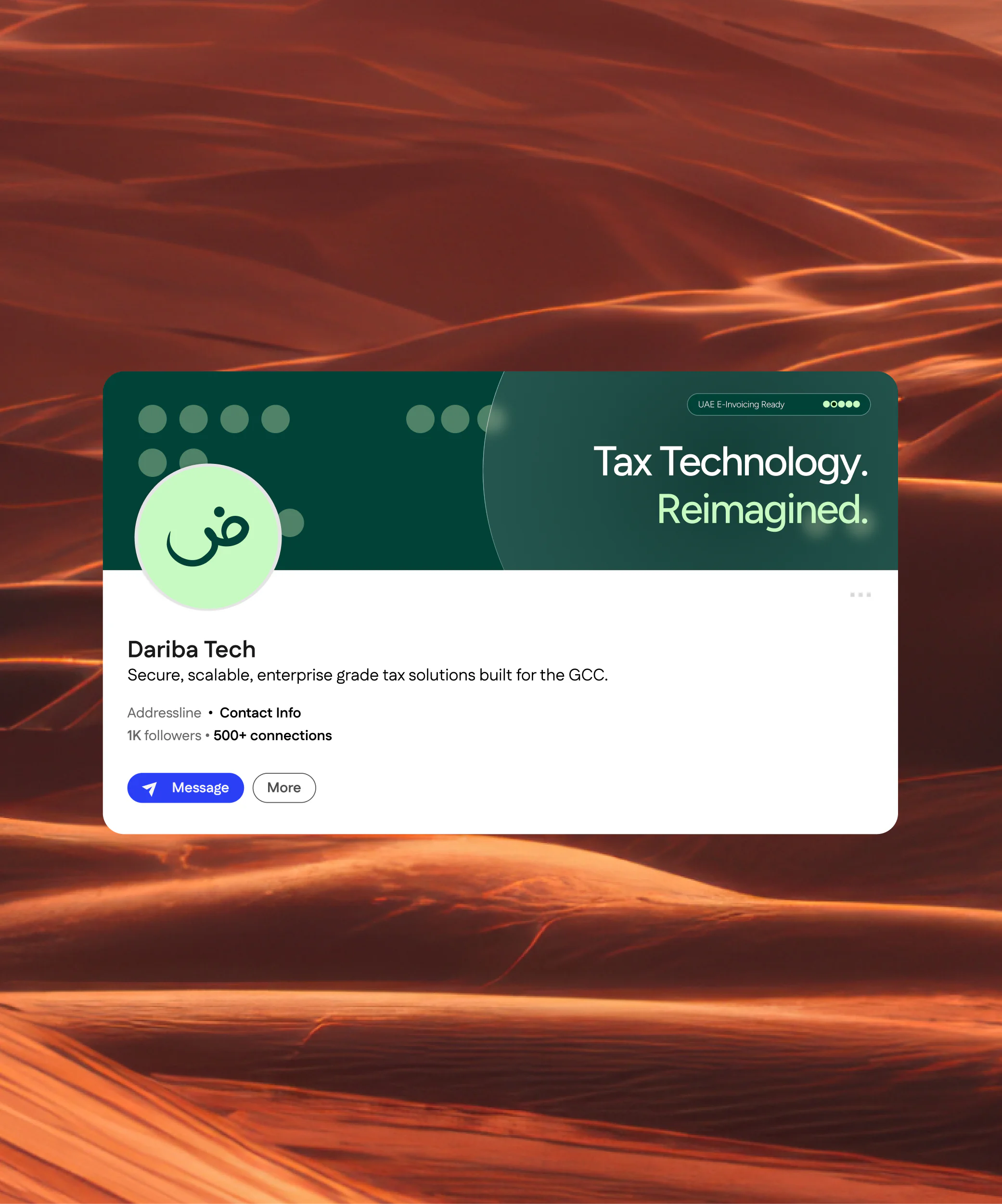 LinkedIn profile design for GCC tax technology brand
