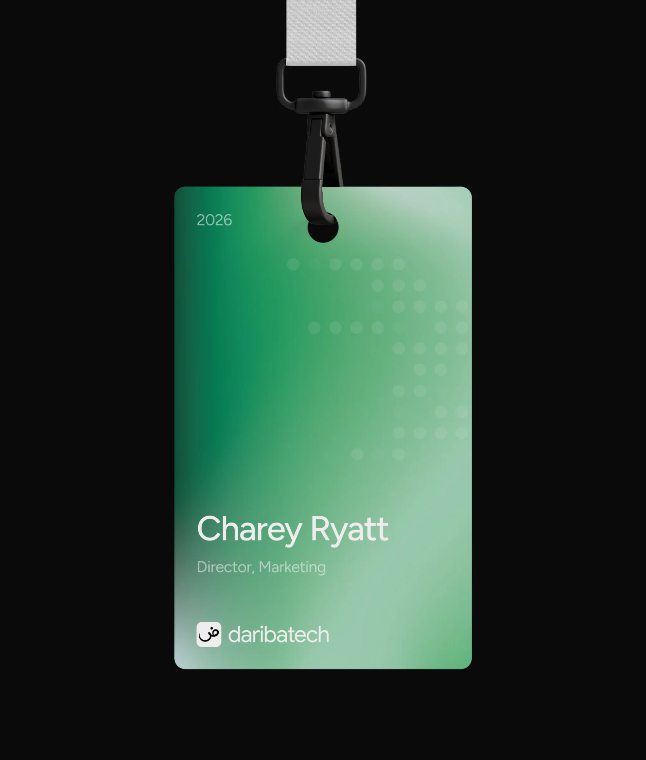 branded event badge design for Marketing Director Charey Ryatt
