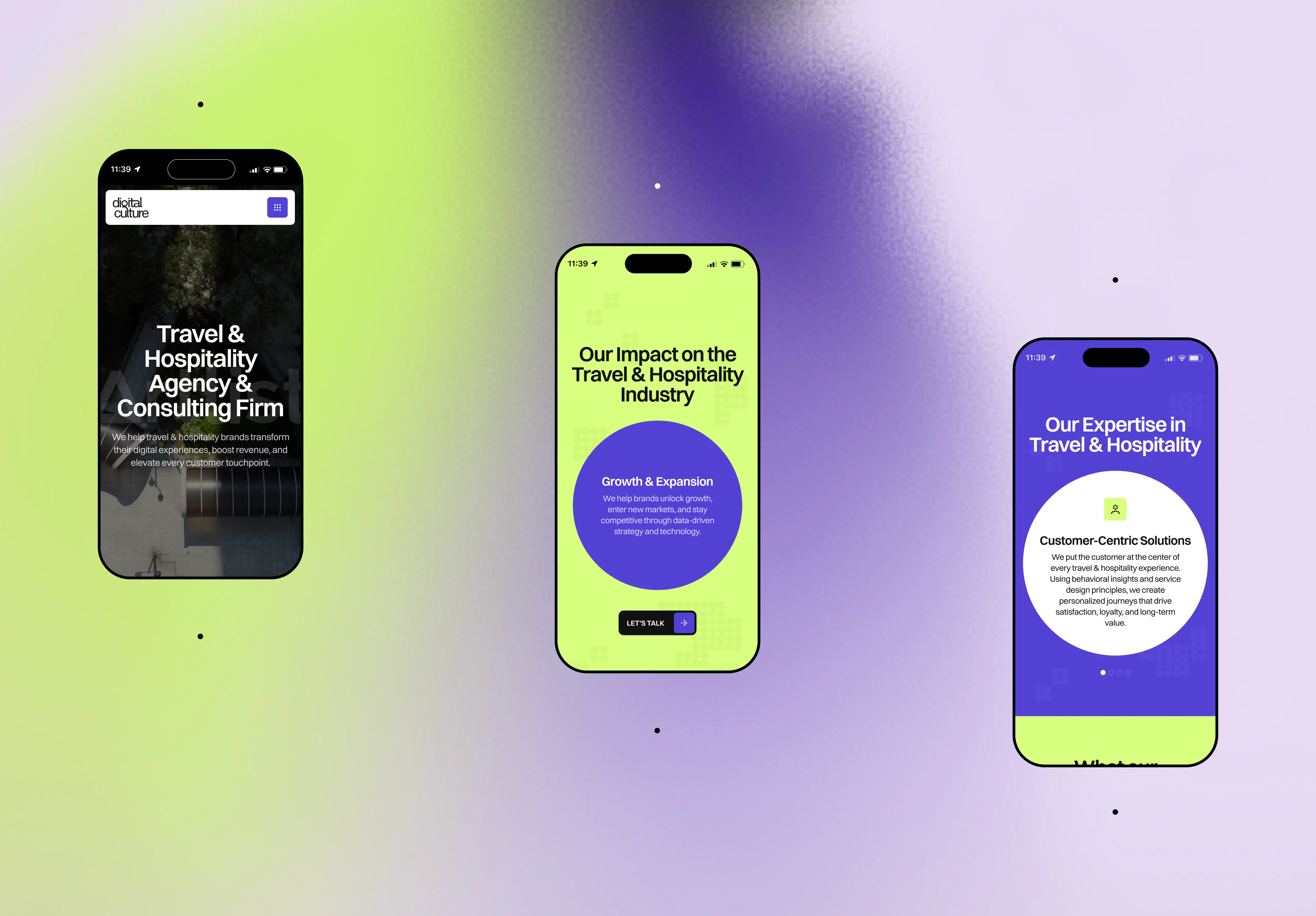 responsive travel and hospitality website design shown across mobile screens