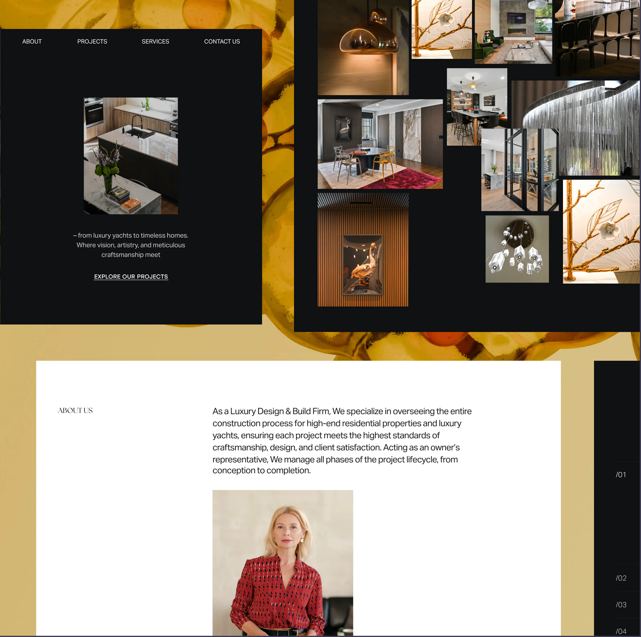 Collage of interior design and real estate website projects