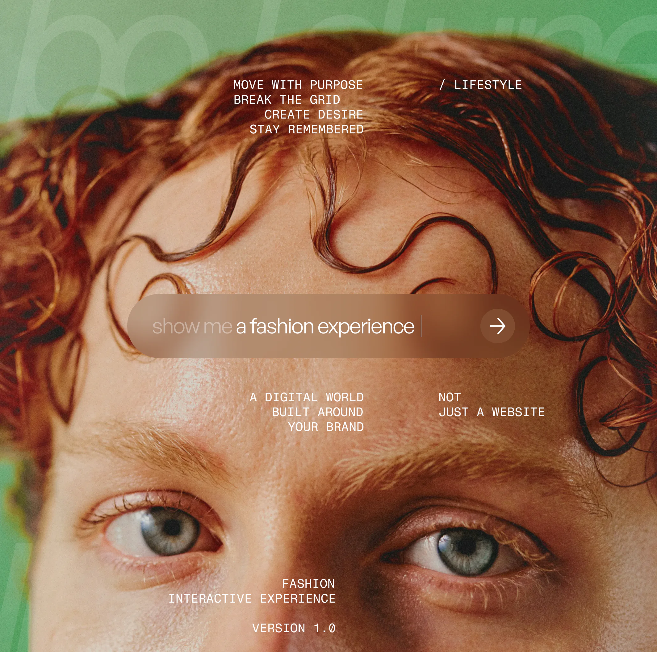 Fashion and lifestyle website featuring a close-up model portrait