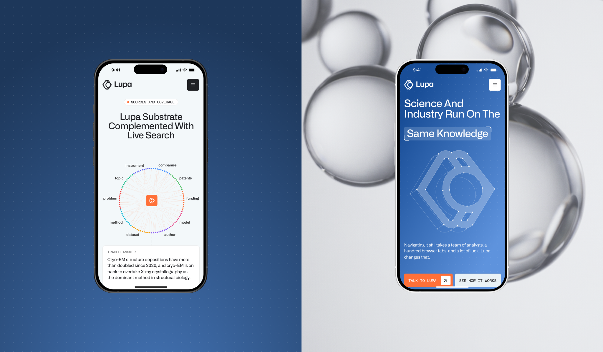 responsive mobile website design showing AI-powered scientific research tools and homepage interface
