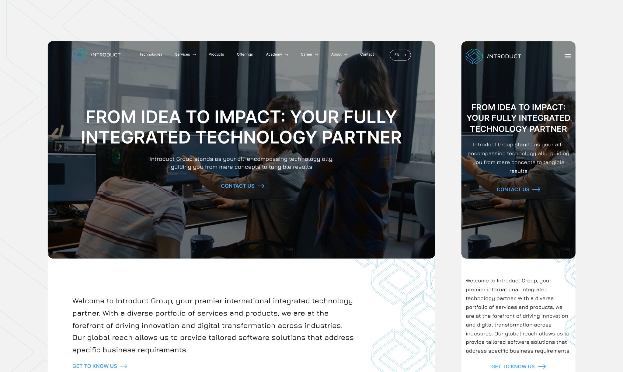 website homepage displayed on desktop and mobile screens