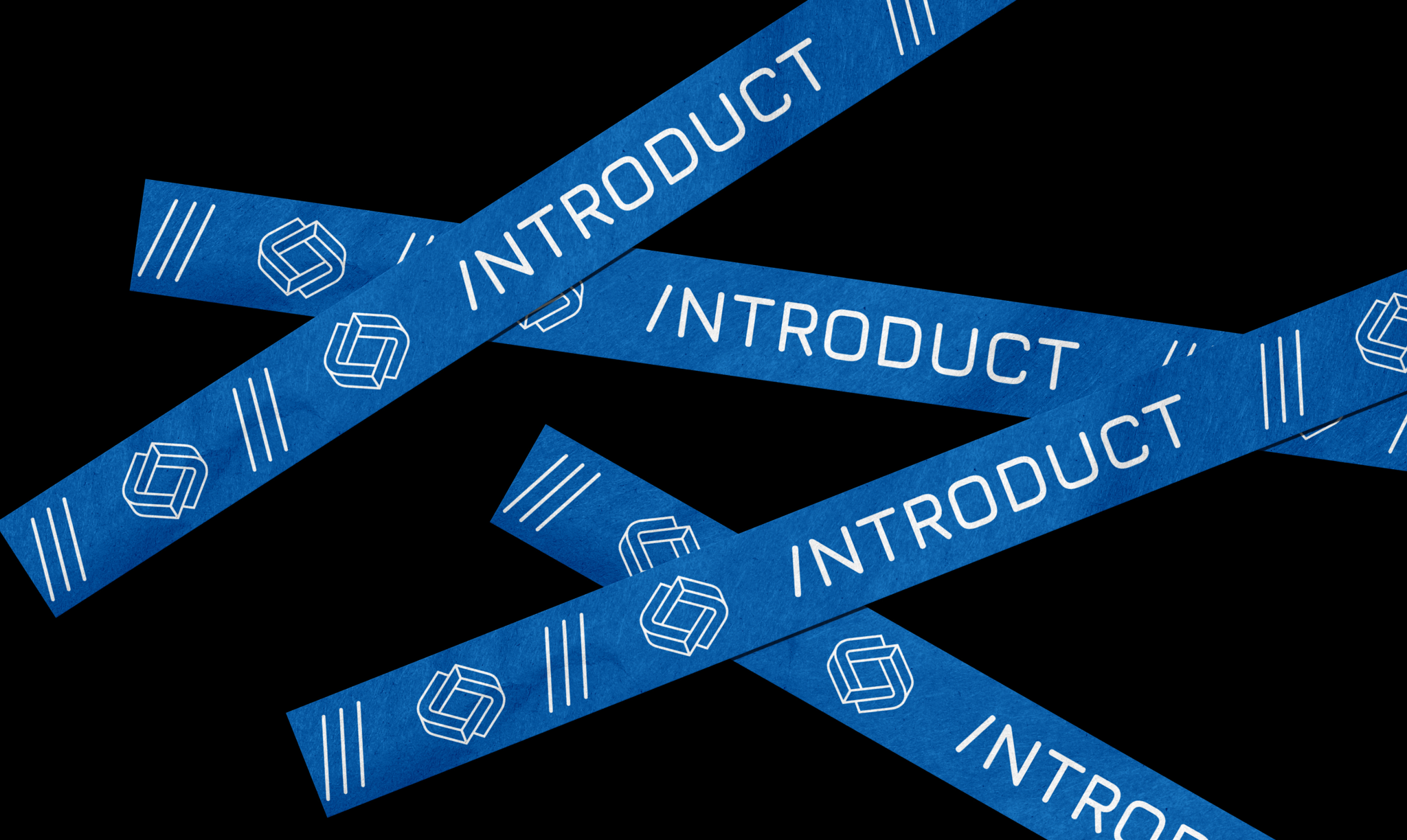 brand pattern with the logo and wordmark on blue ribbons