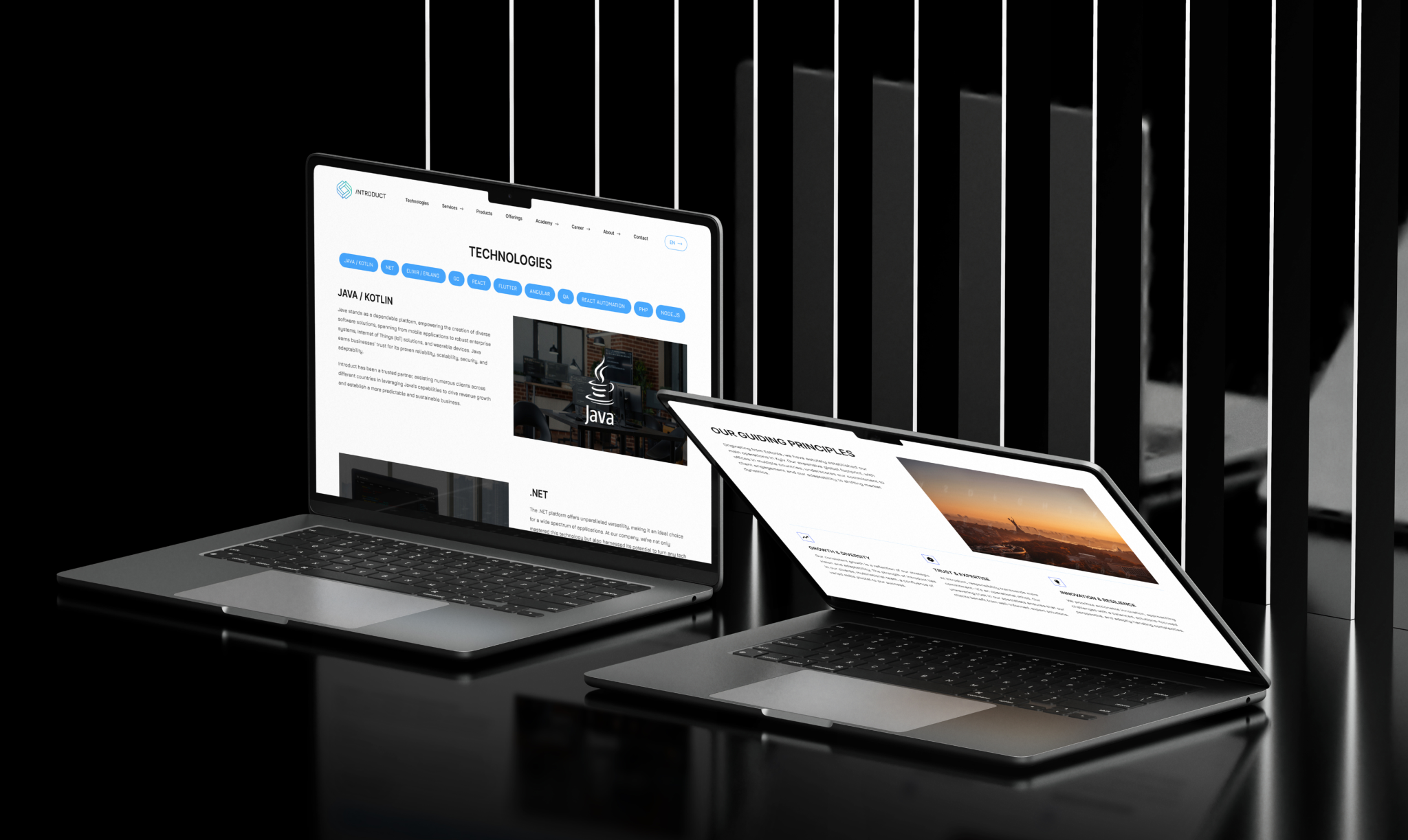 website pages displayed on a laptop and tablet
