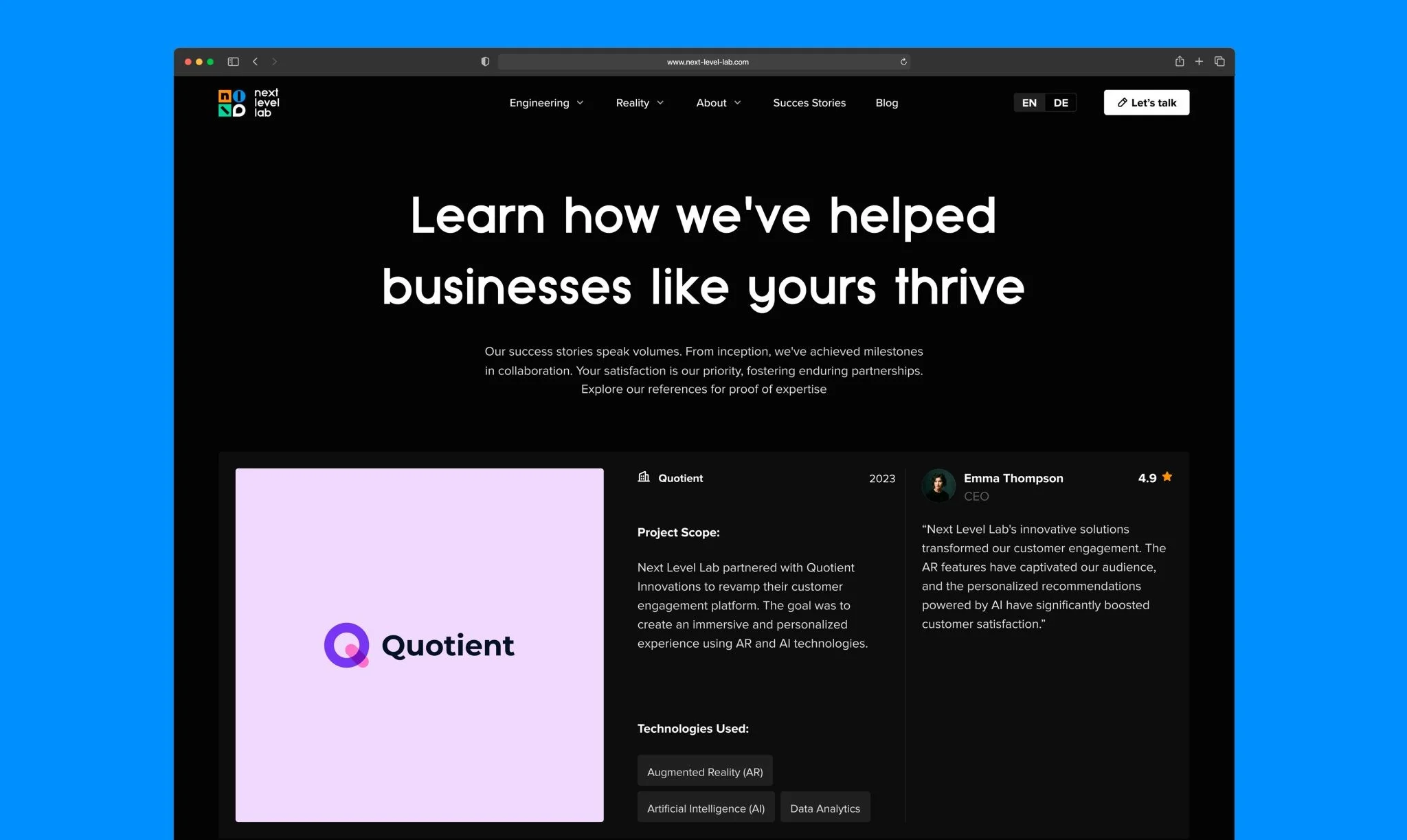 Website development | Next Level Lab | Case Studies Website development | Next Level Lab | Case Studies