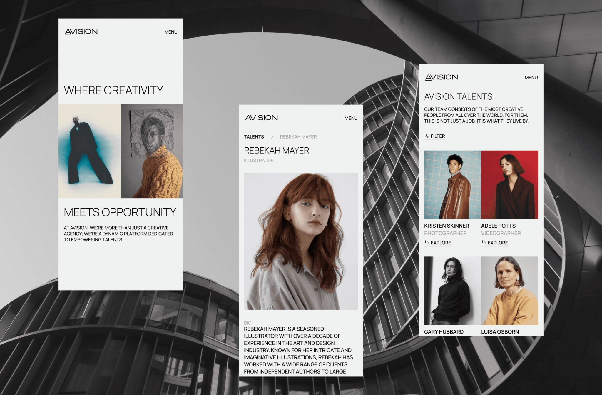 Clean homepage design Minimalist homepage layout for creative website