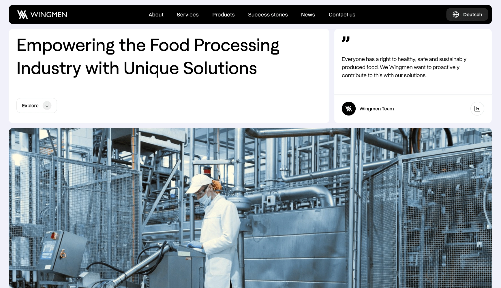Wingmen’s Food Processing Solutions processing plant with equipment