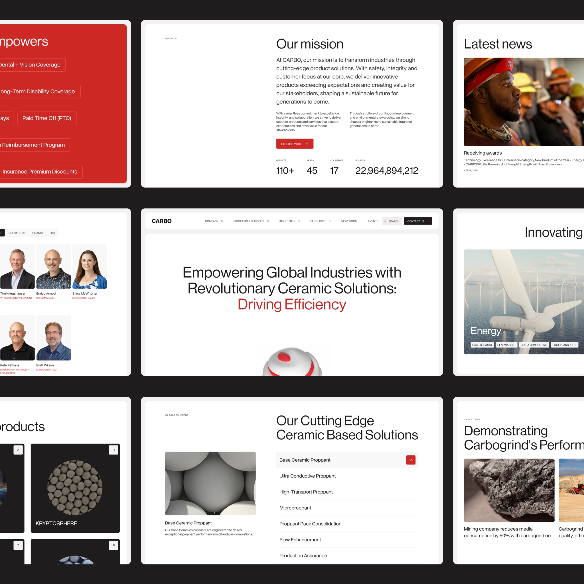 CARBO website design preview Modern corporate web page layouts