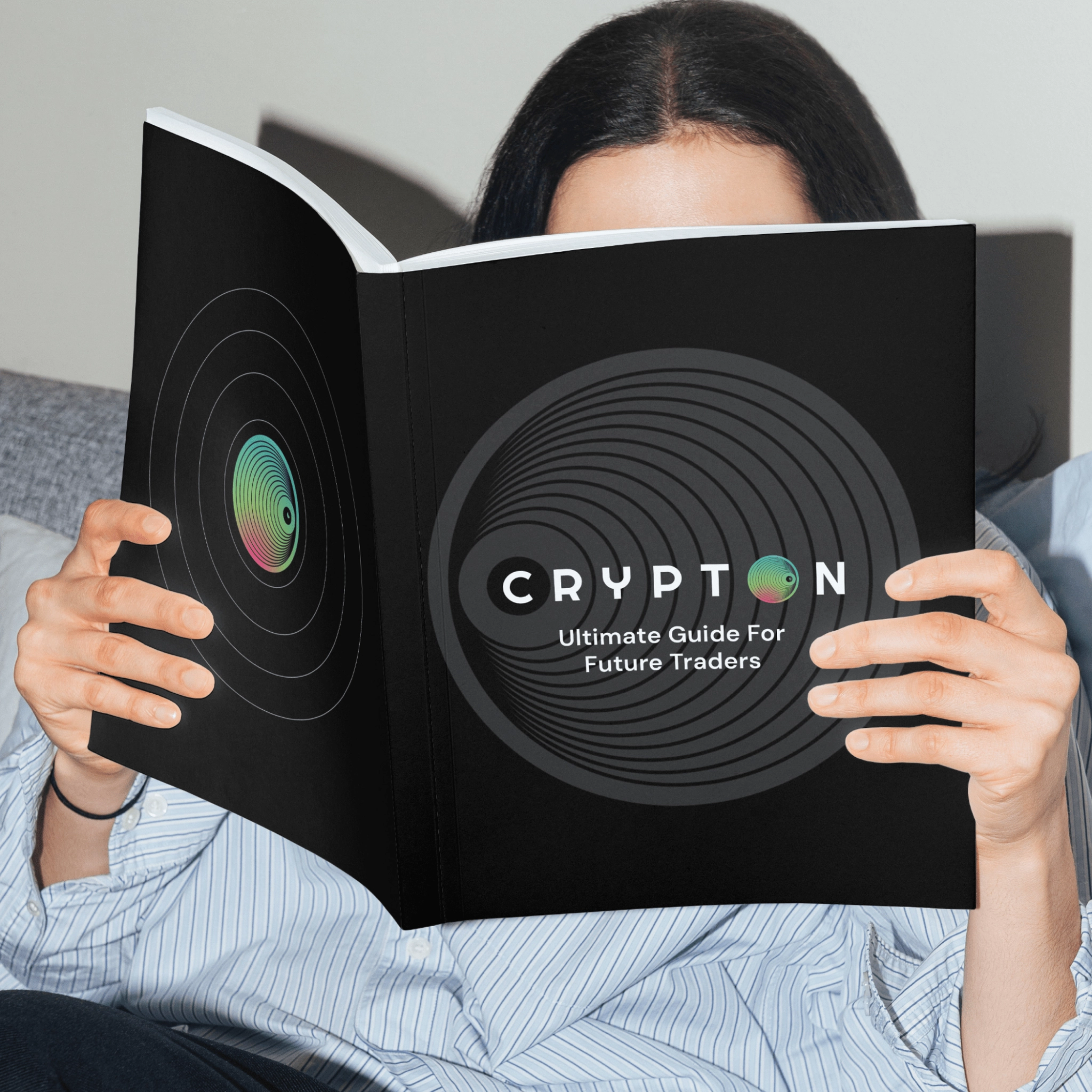 Crypton Trading Guide Person reading Crypton guidebook
