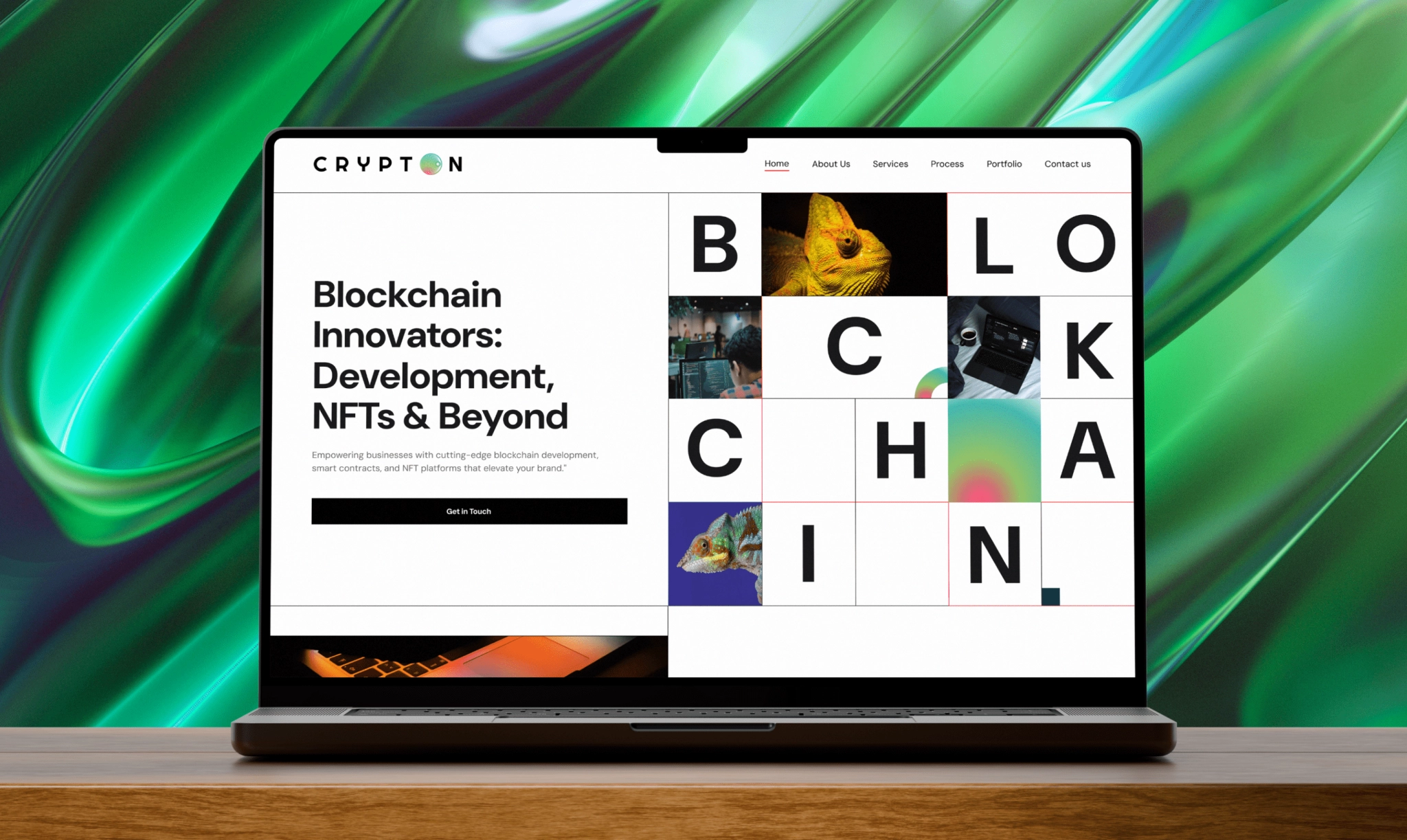 Crypton Website Interface Laptop displaying Crypton blockchain website