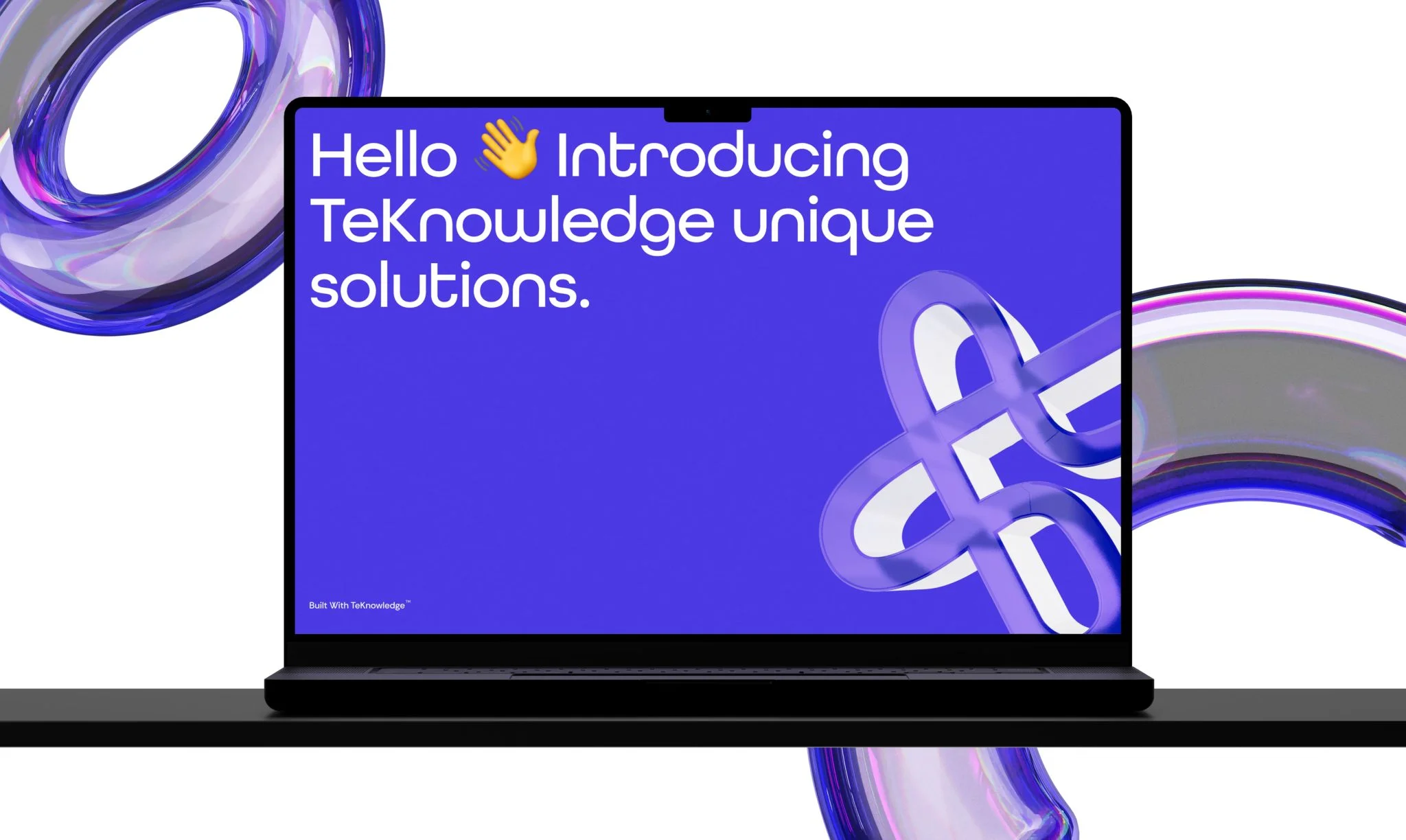 TeKnowledge intro screen TeKnowledge solutions on laptop