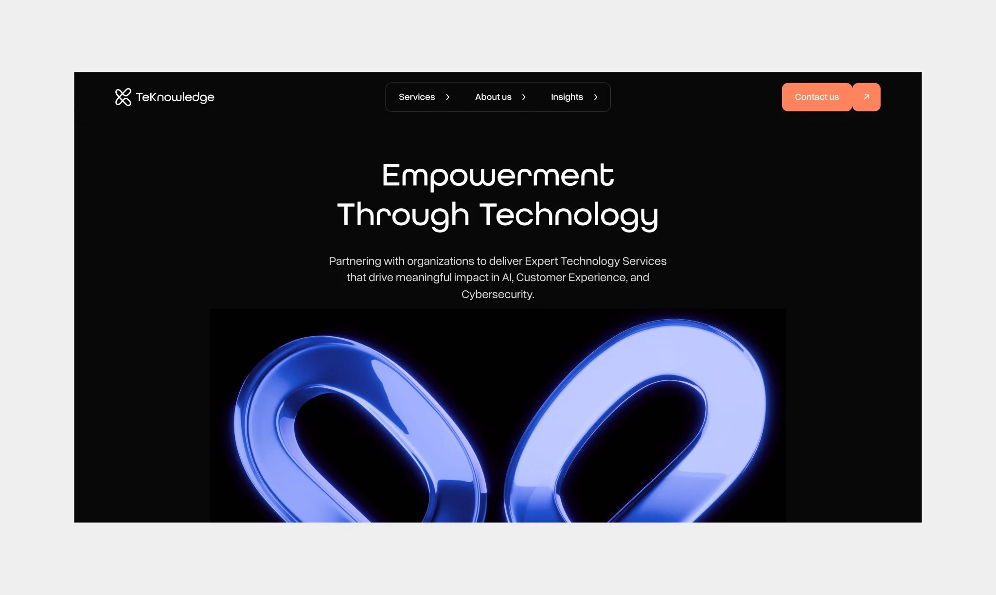 Technology empowerment hero TeKnowledge website hero section