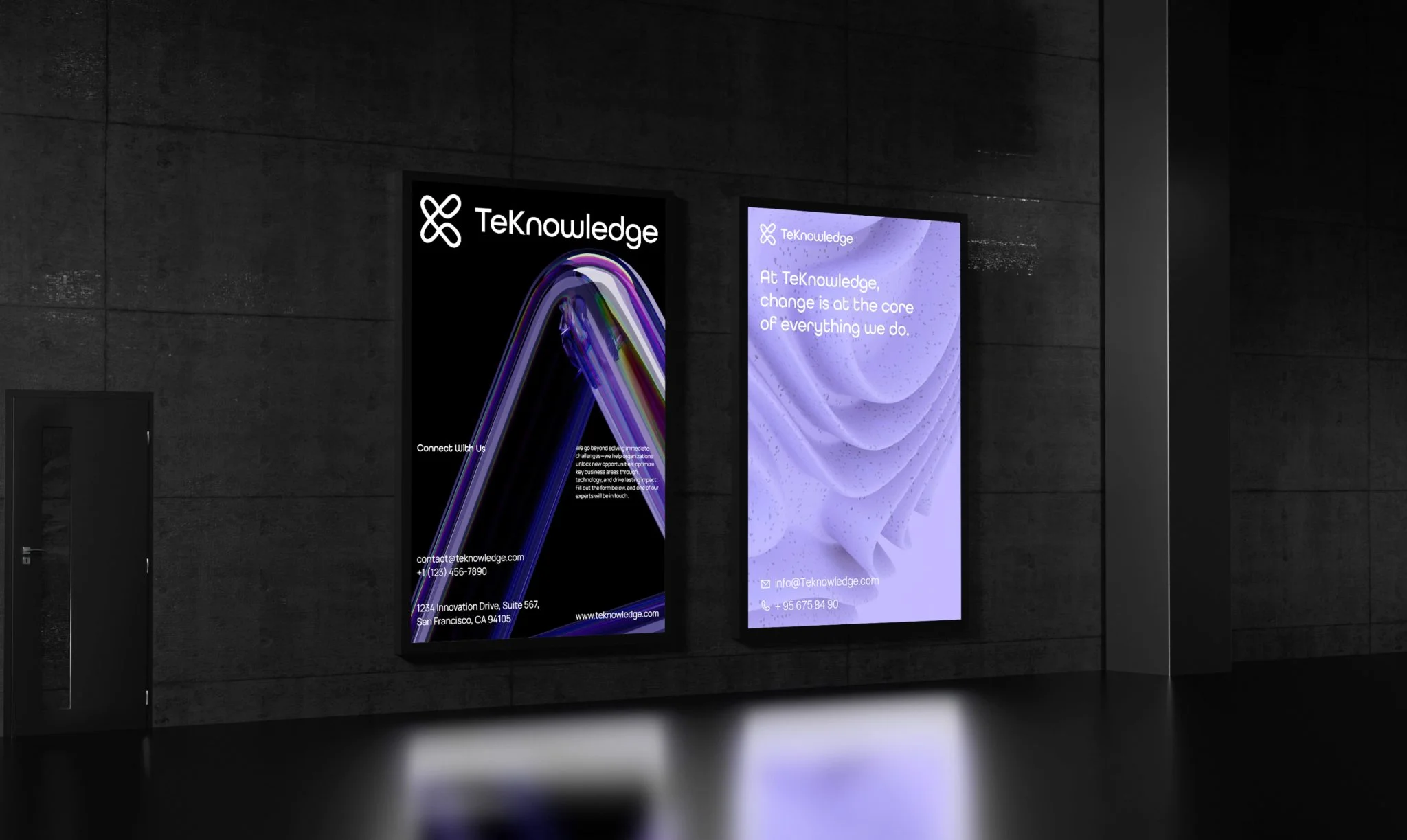 TeKnowledge branding posters TeKnowledge posters in hallway