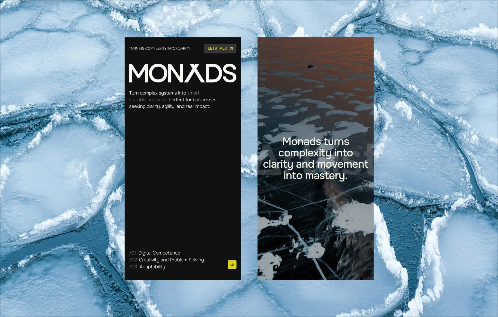 Monads website design and UX showcase