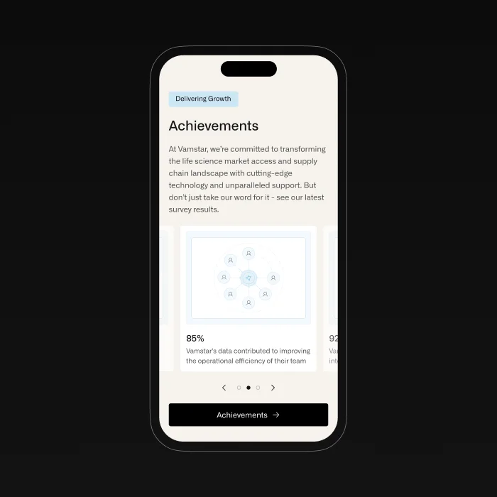 Mobile Achievements Interface Mobile achievements interface with survey results, analytics cards, and structured content blocks.