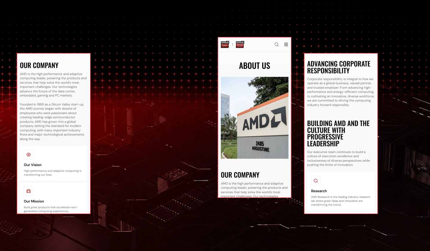 AMD mobile about page layout