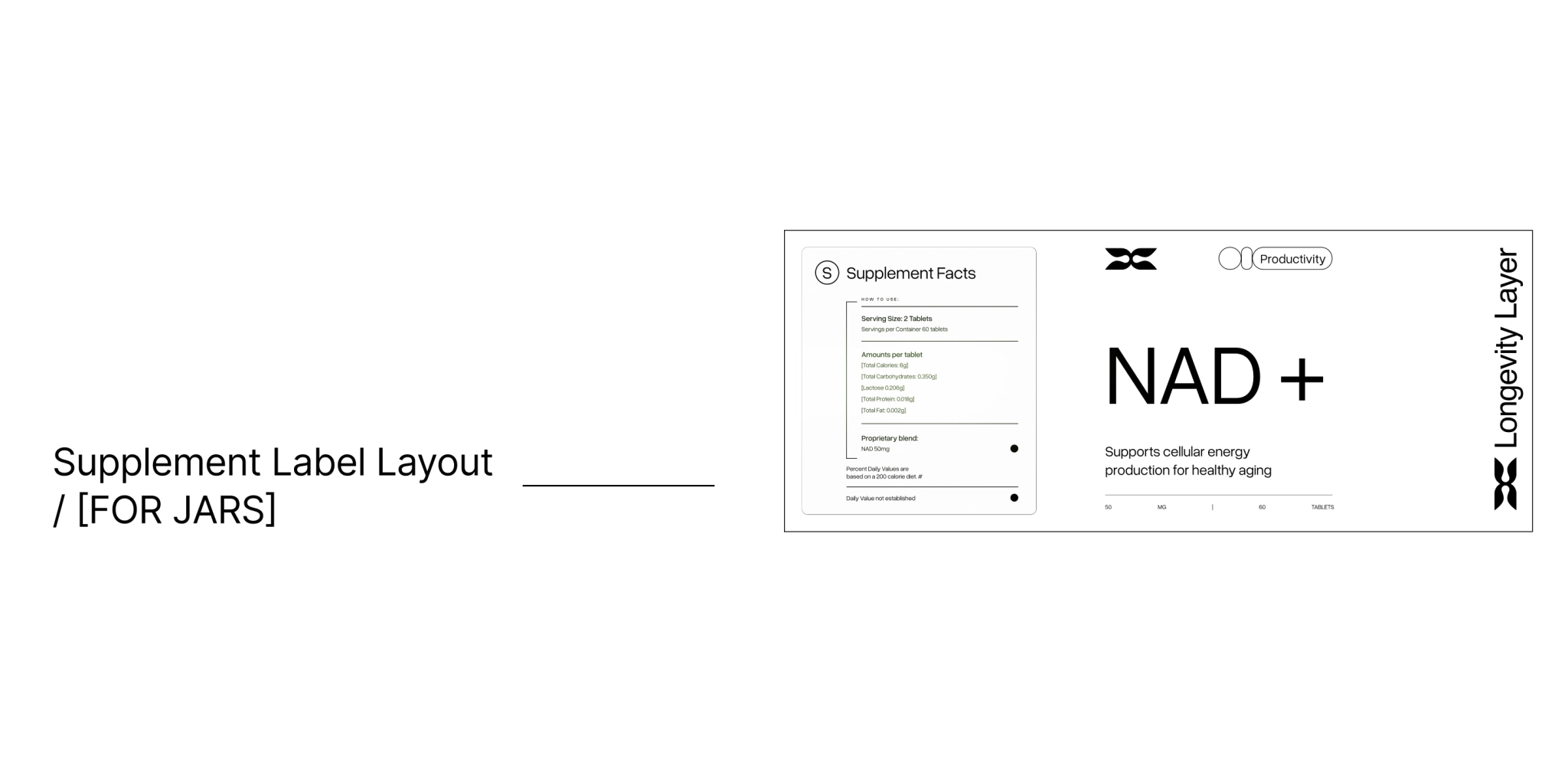 Supplement jar label layout NAD+ supplement label layout for jar packaging