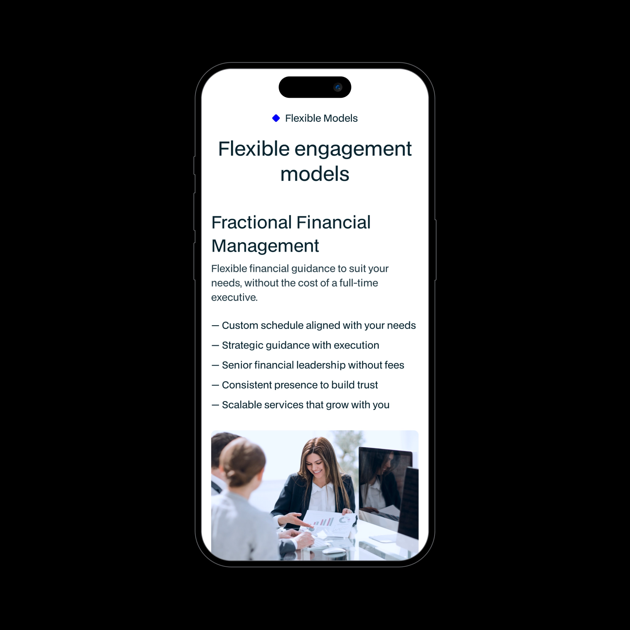 mobile page for fractional financial management services Title: Allegro Grey Consulting Fractional Financial Management