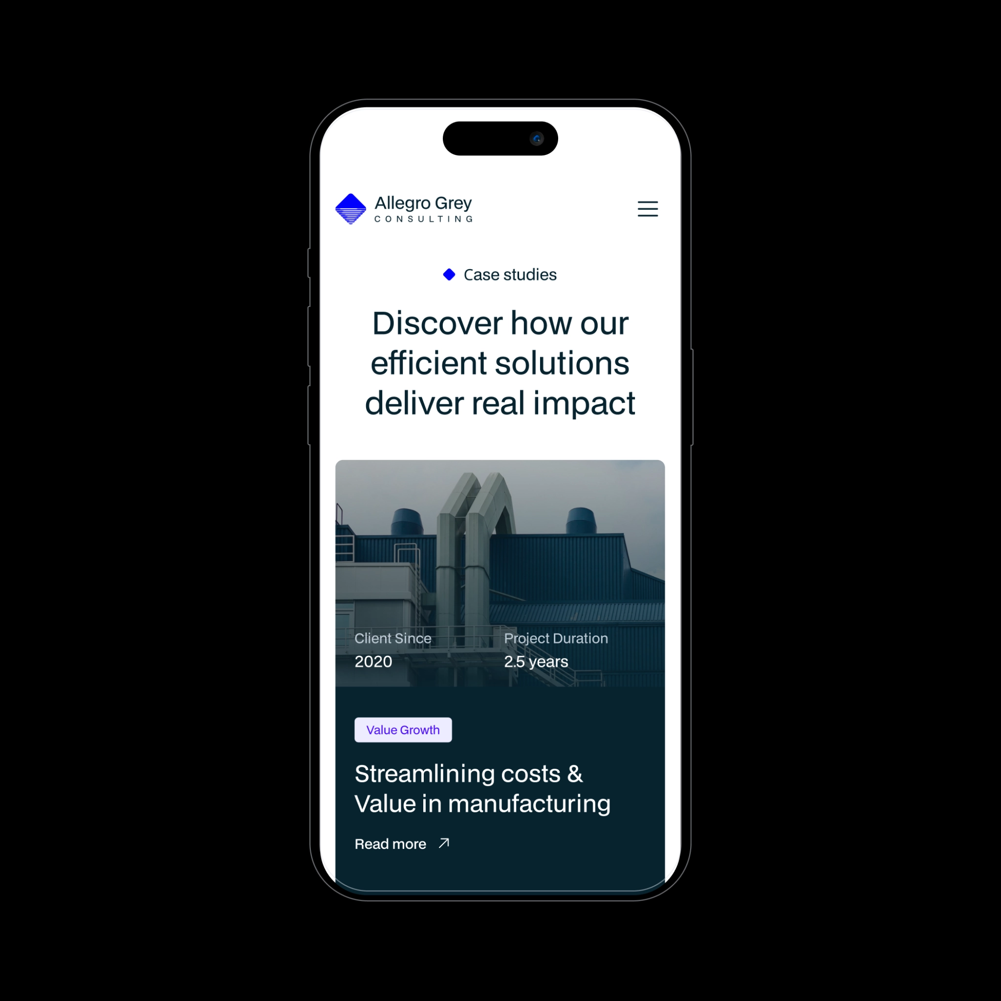 mobile case studies page design